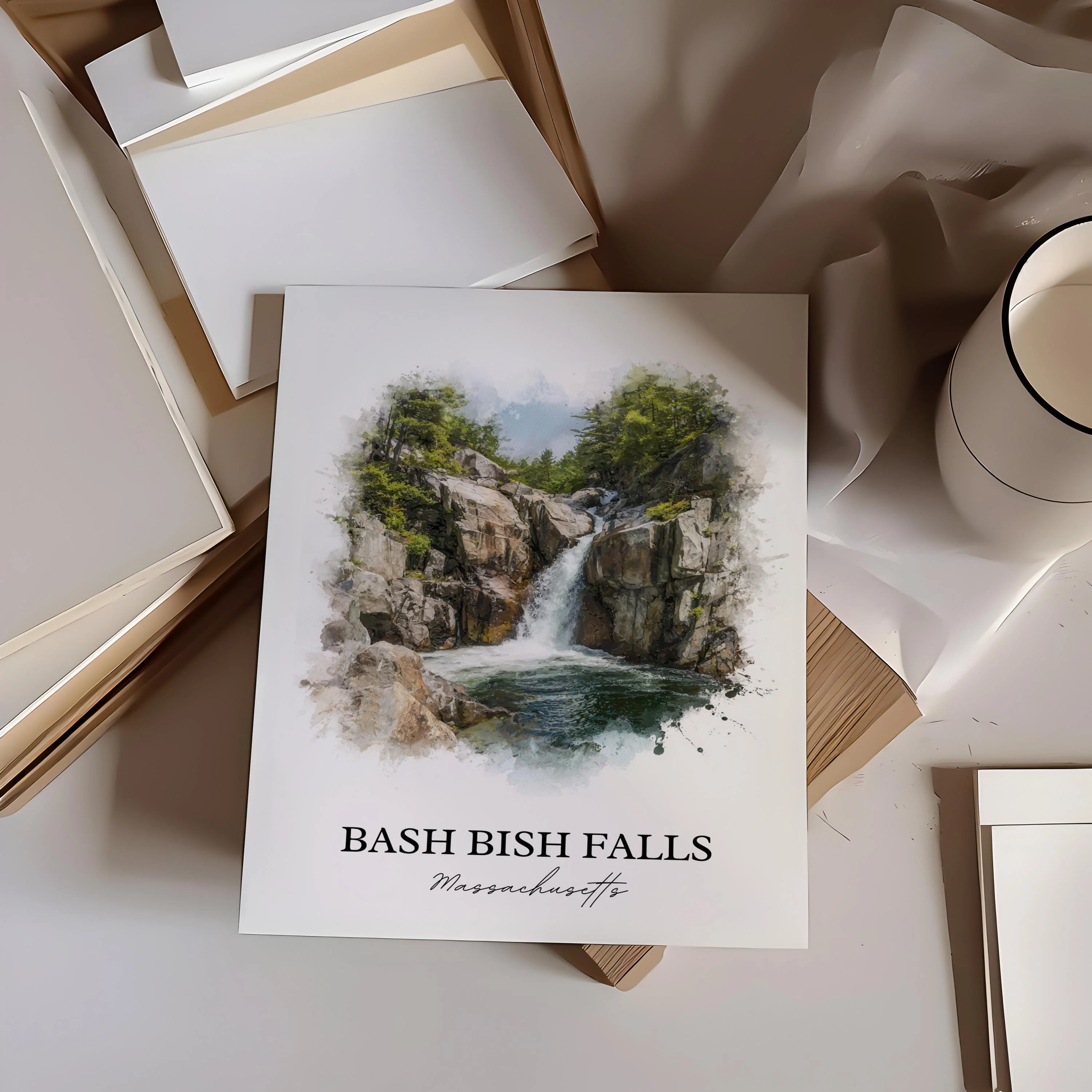 Bash Bish Falls, USA – Watercolor Art Print - Image 6