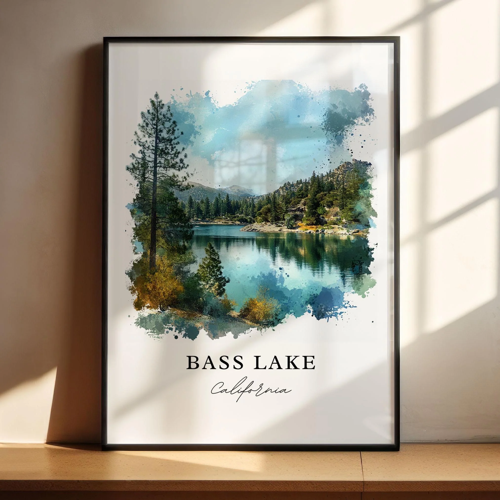 Bass Lake, California Watercolor Art Print