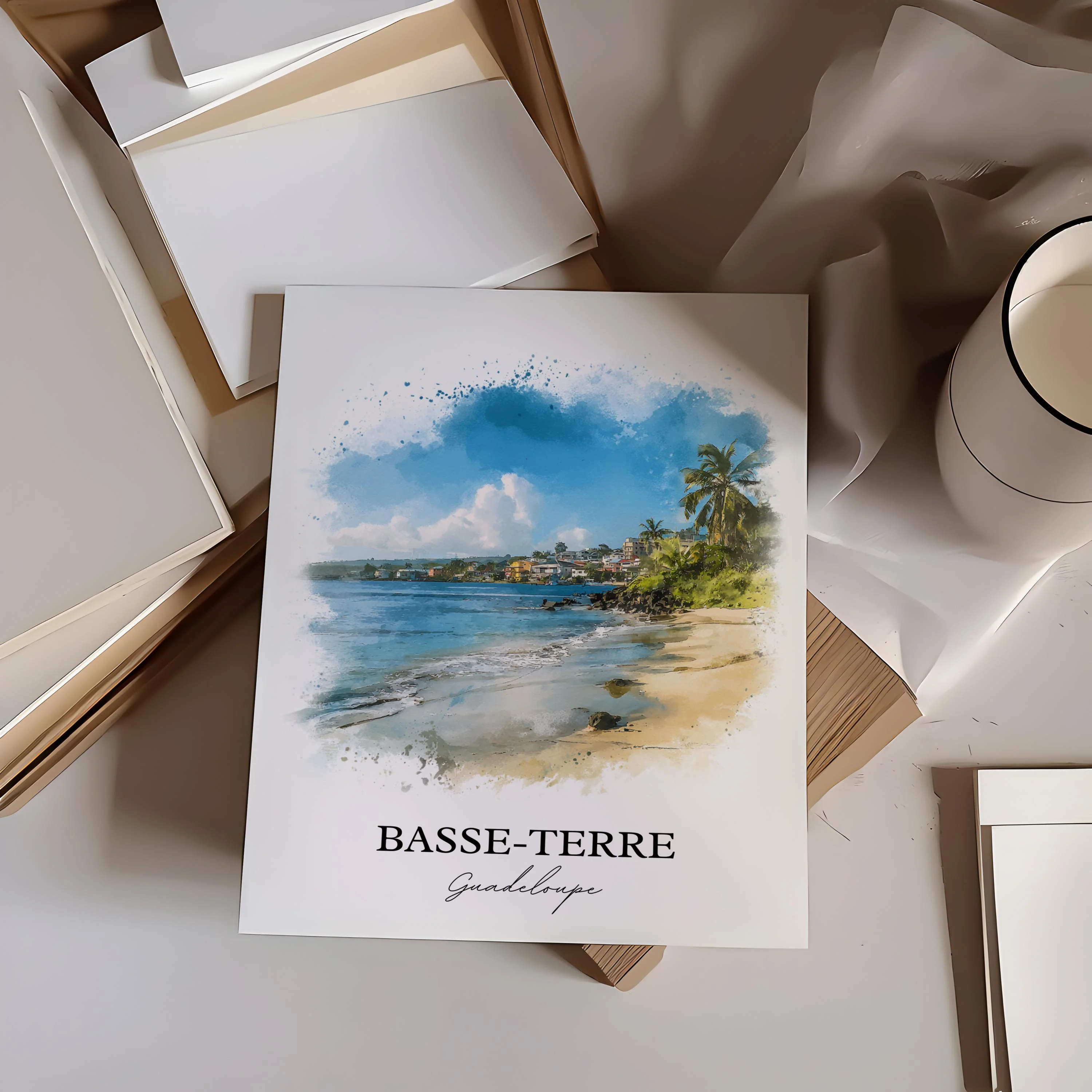 Basse-Terre, Guadeloupe – Watercolor Art Print - Image 3