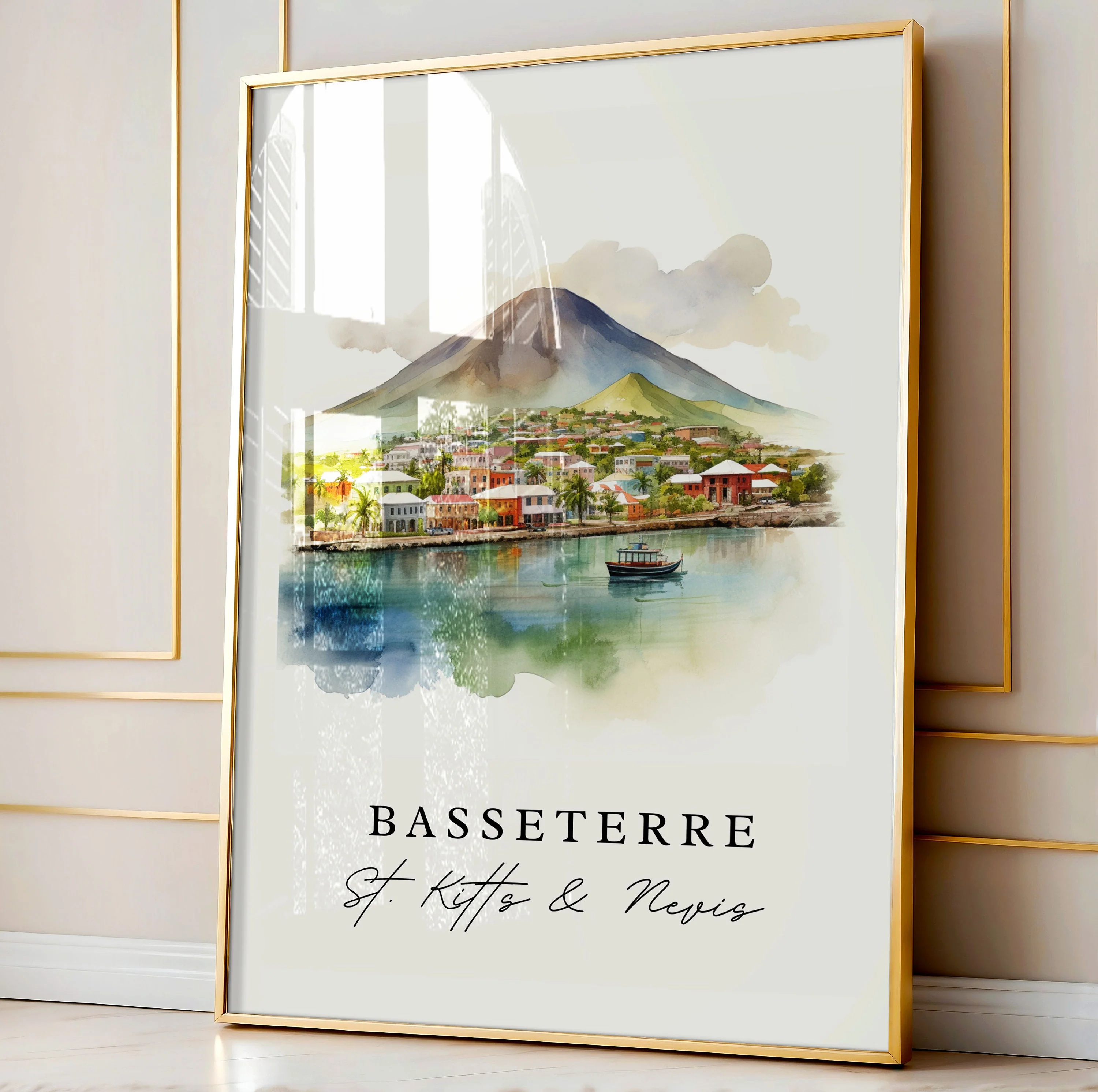 Basseterre, Saint Kitts and Nevis – Watercolor Art Print - Image 4