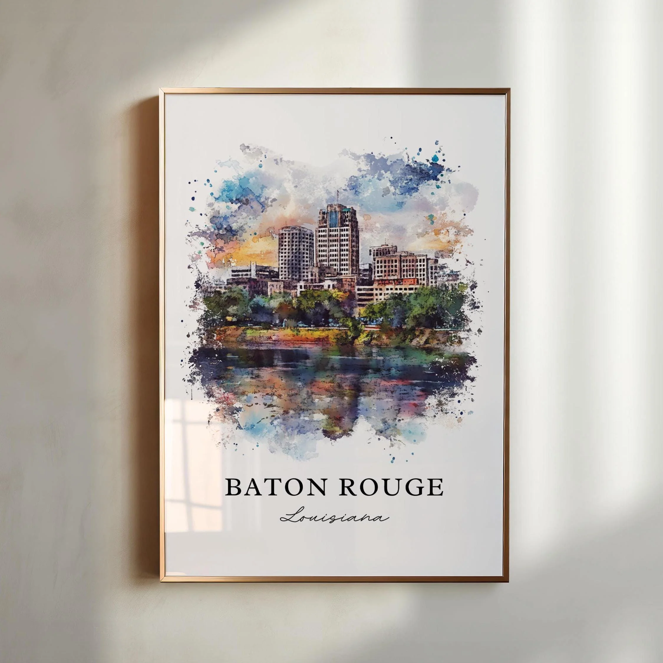 Baton Rouge, Louisiana Watercolor Art Print