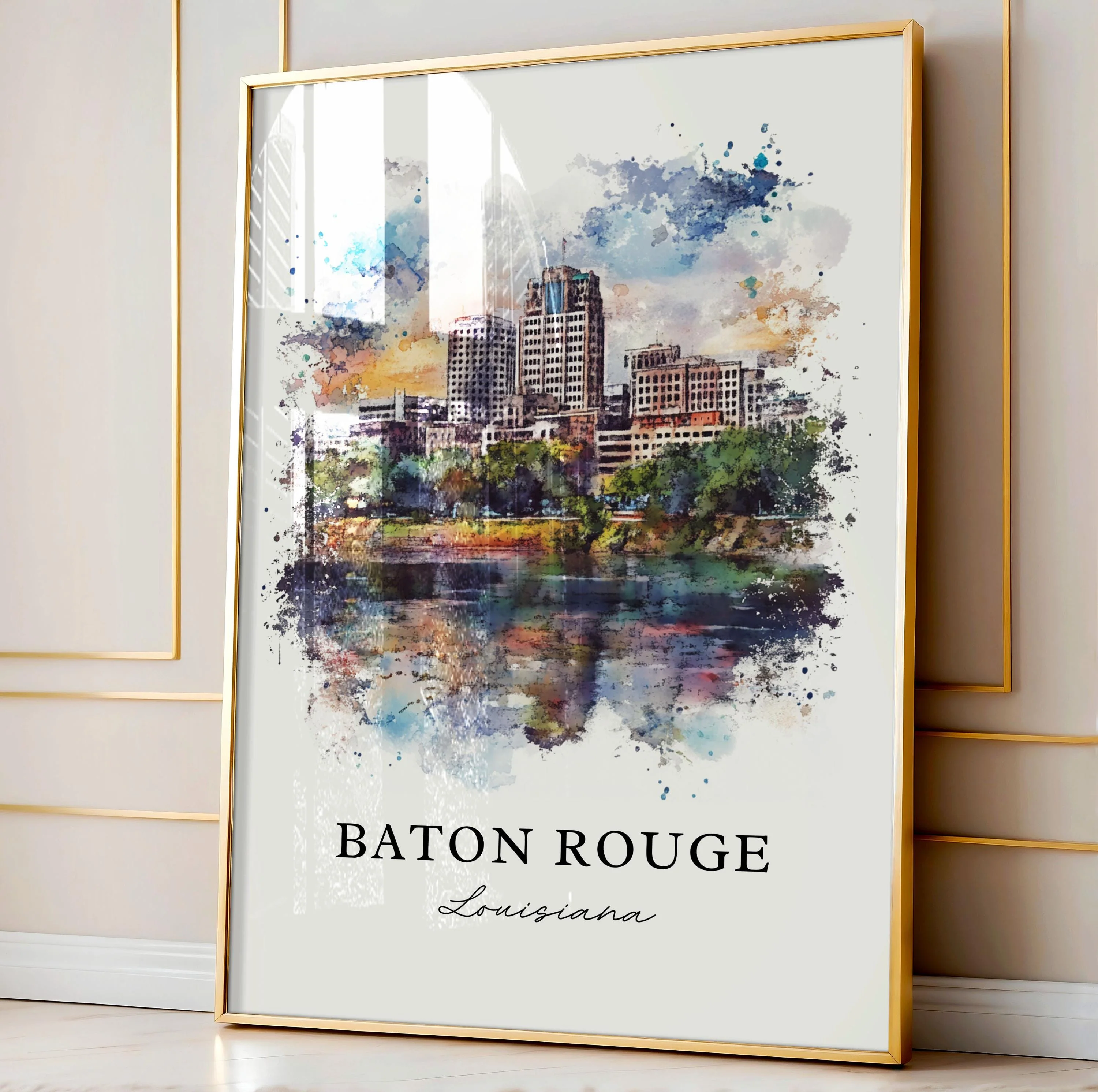 Baton Rouge, Louisiana Watercolor Art Print - Image 6