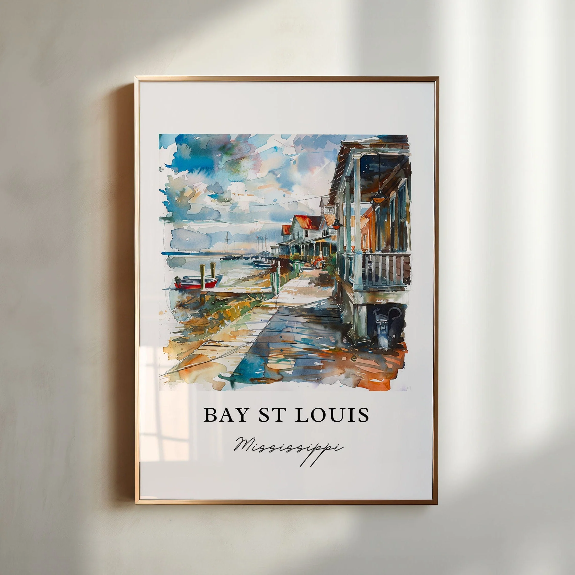 Bay St. Louis, Mississippi Watercolor Art Print