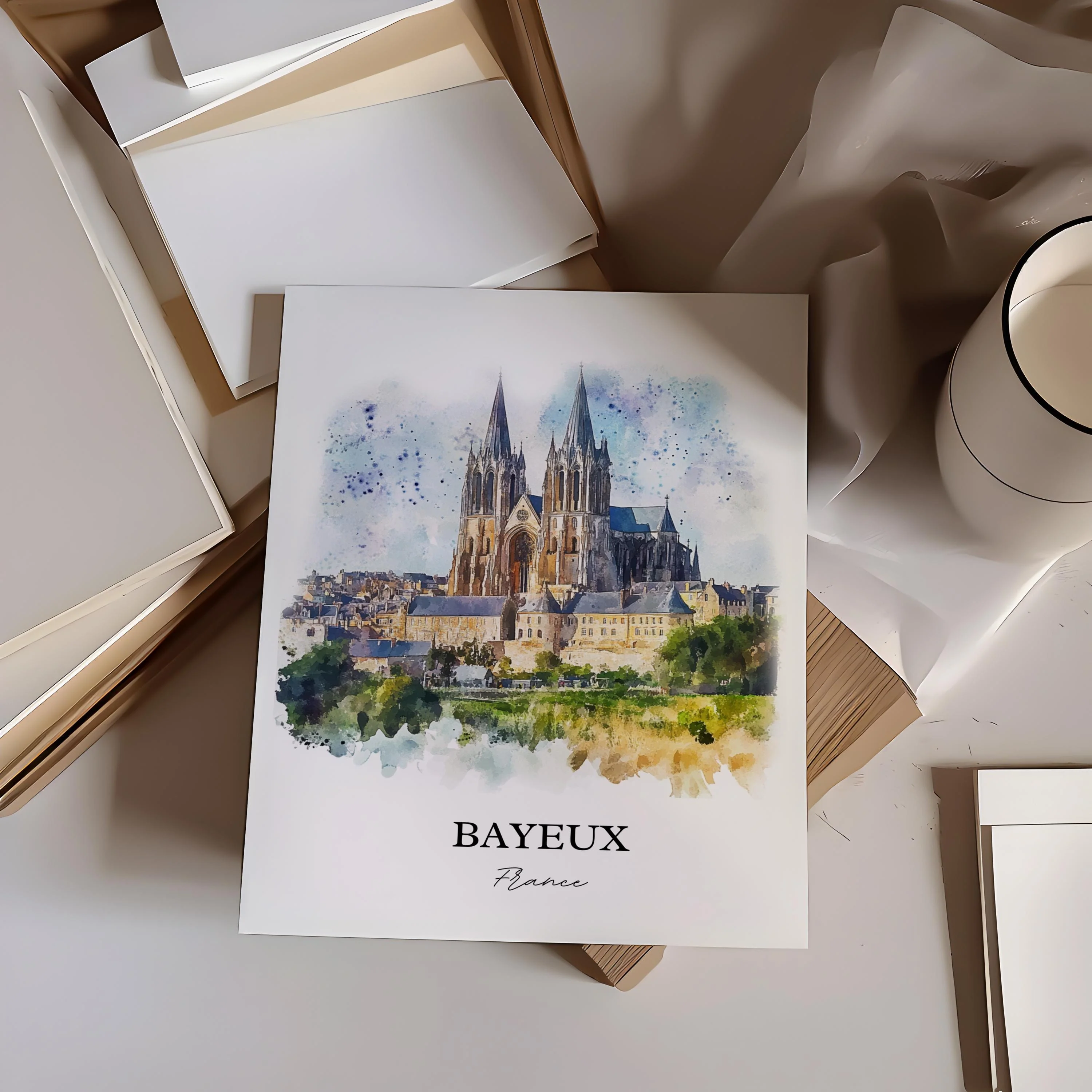 Bayeux, France – Watercolor Art Print of Normandy Region - Image 5