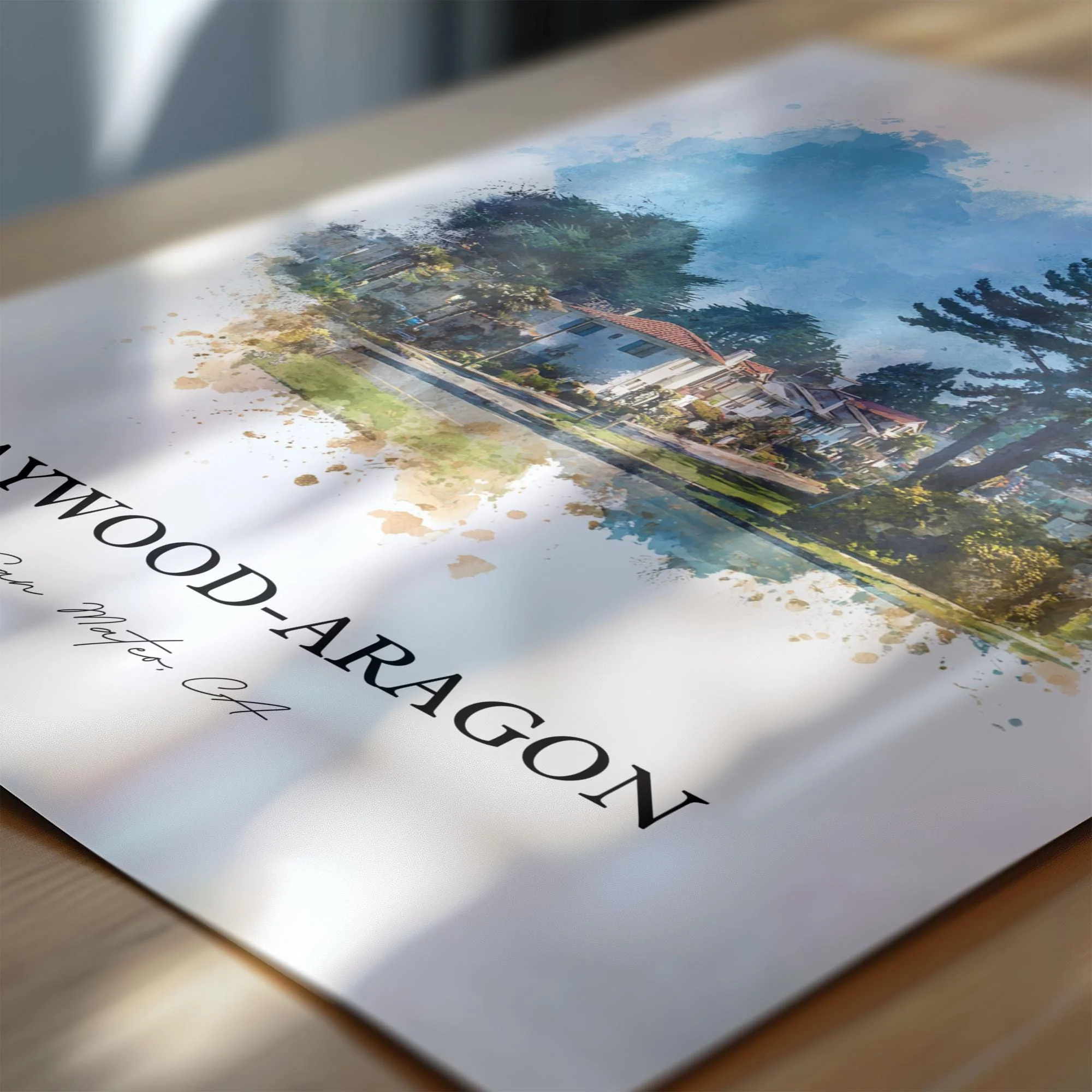 San Mateo, California – Watercolor Art Print - Image 2