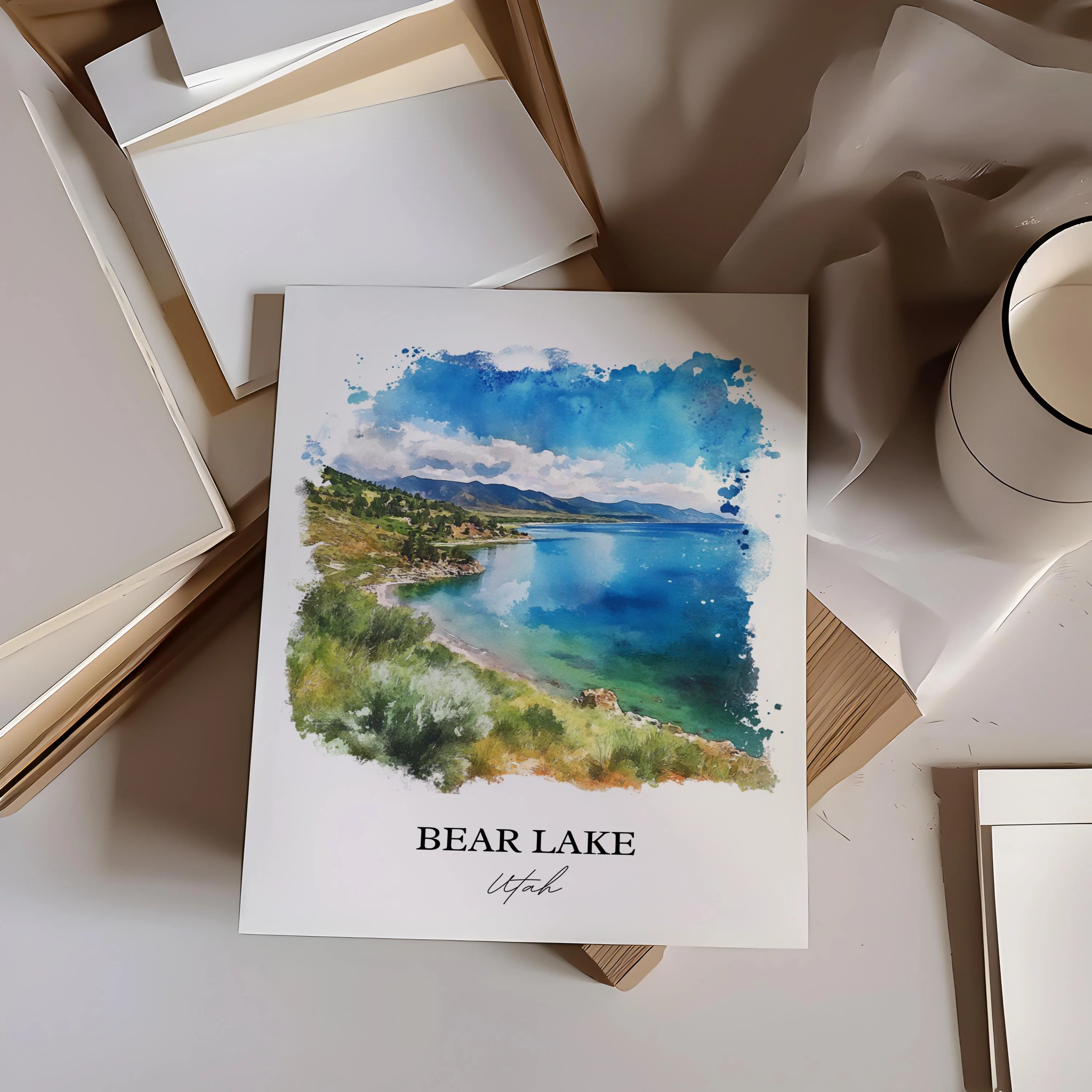 Bear Lake, UT, USA – Watercolor Art Print - Image 3