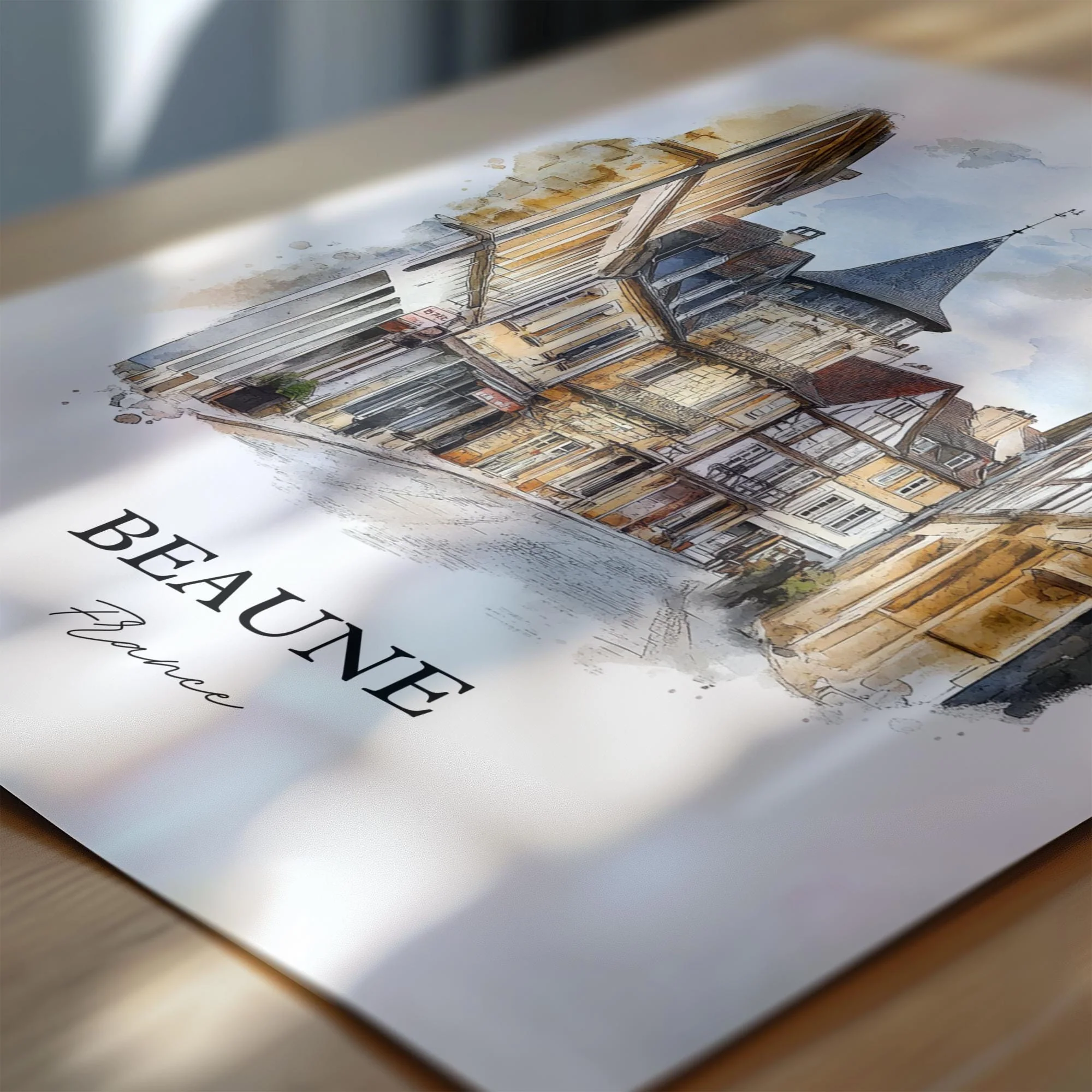 Beaune, France – Watercolor Art Print of Burgundy Region - Image 2
