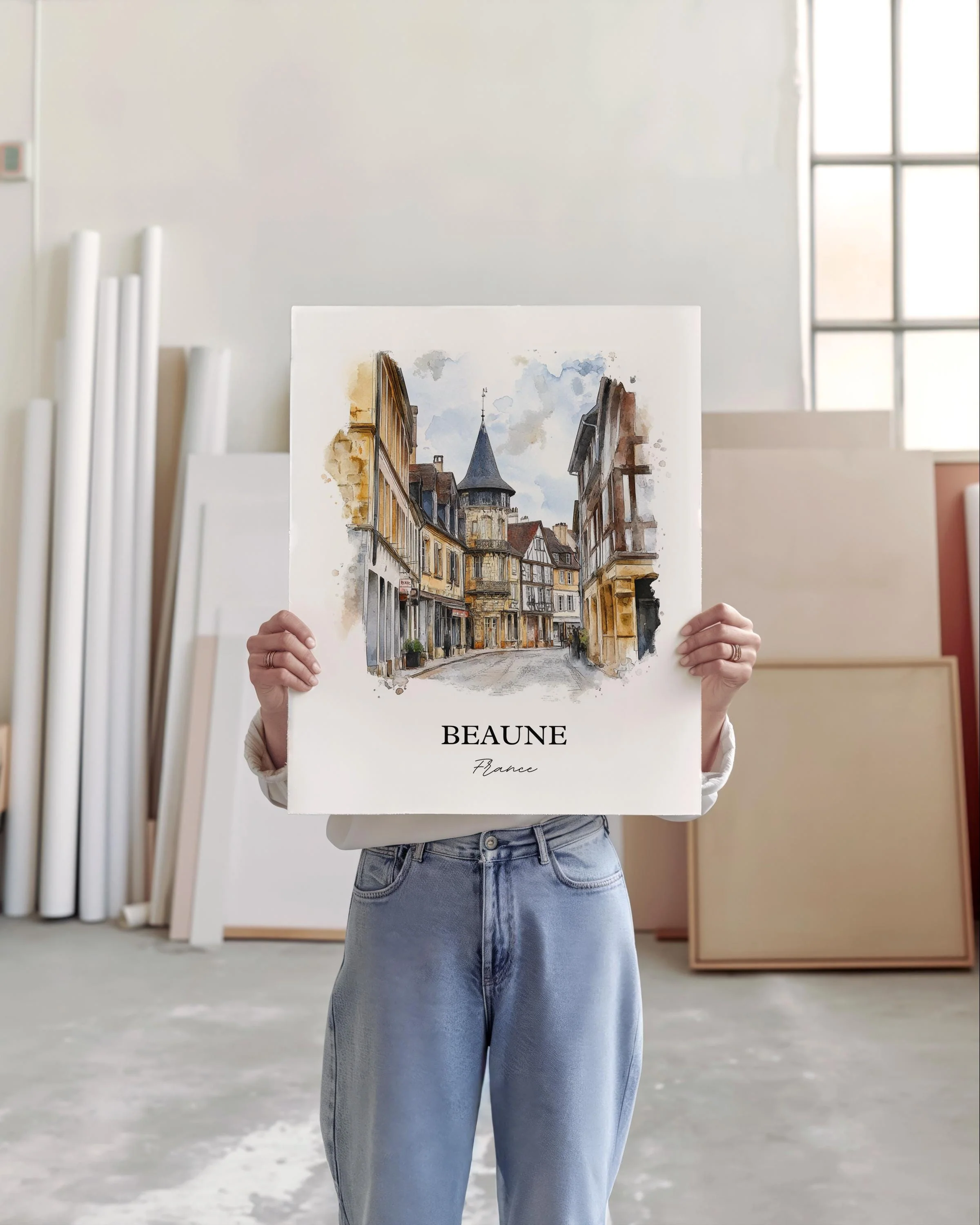 Beaune, France – Watercolor Art Print of Burgundy Region - Image 3