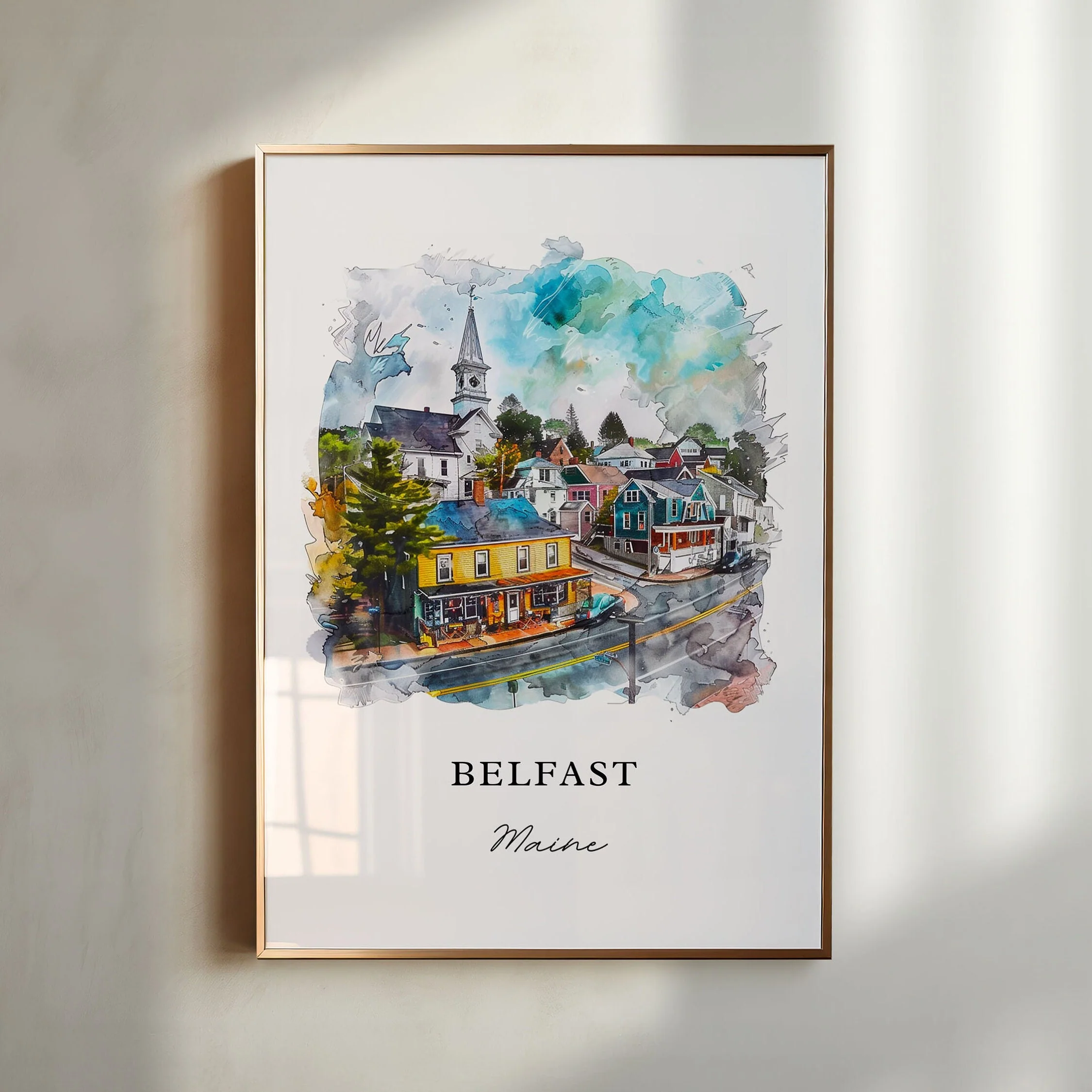 Belfast, Maine, Maine – Watercolor Art Print