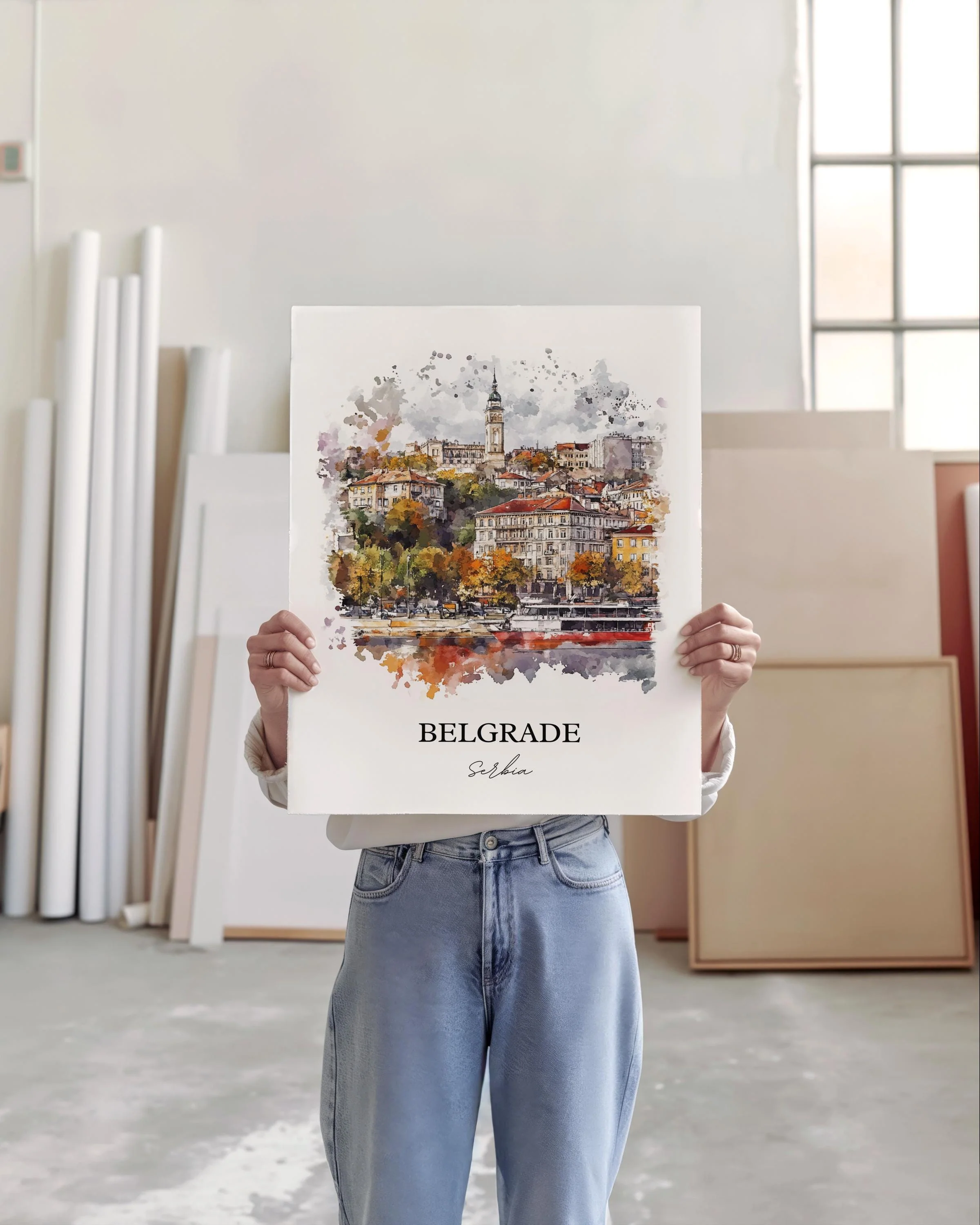 Belgrade, Serbia – Watercolor Art Print - Image 3