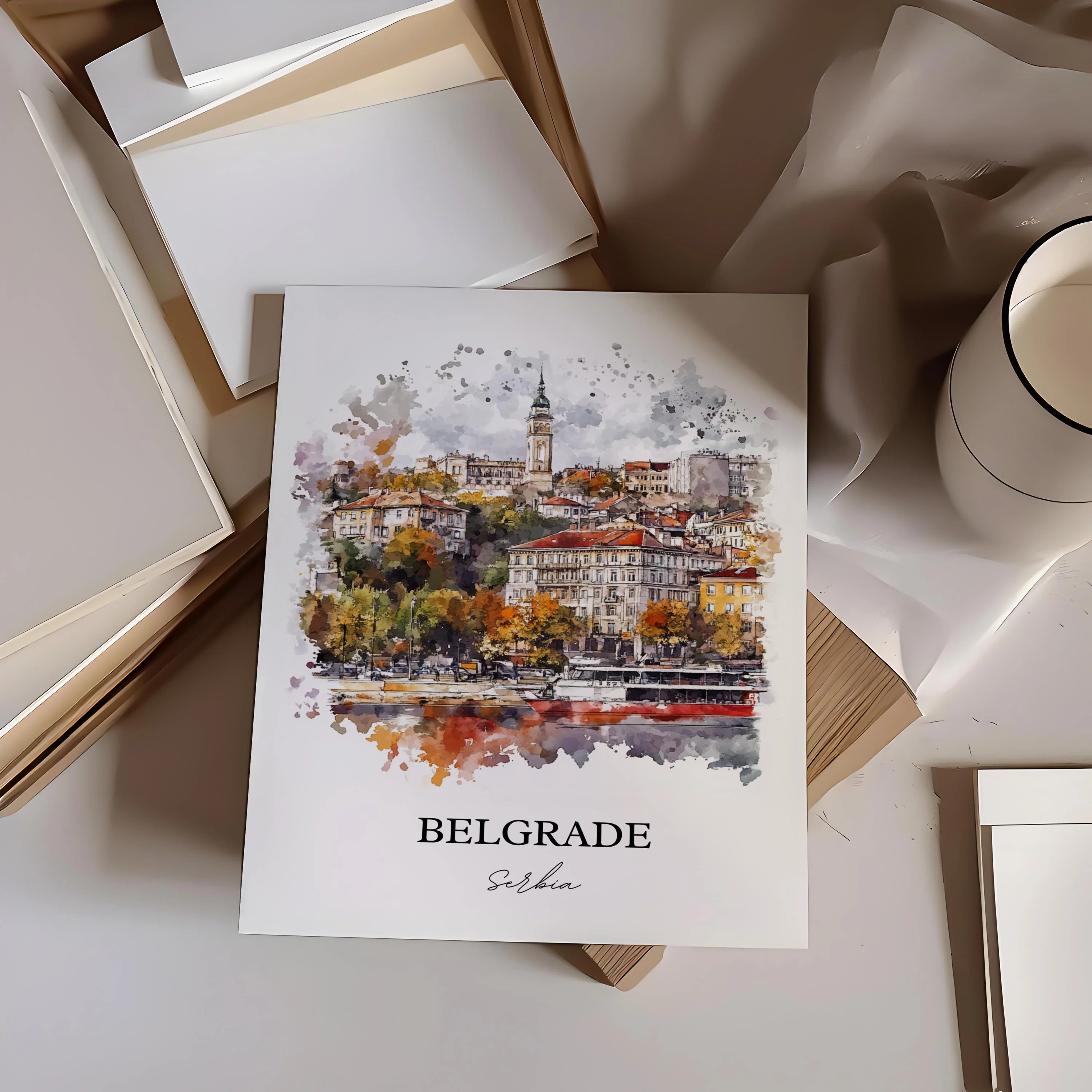 Belgrade, Serbia – Watercolor Art Print - Image 5