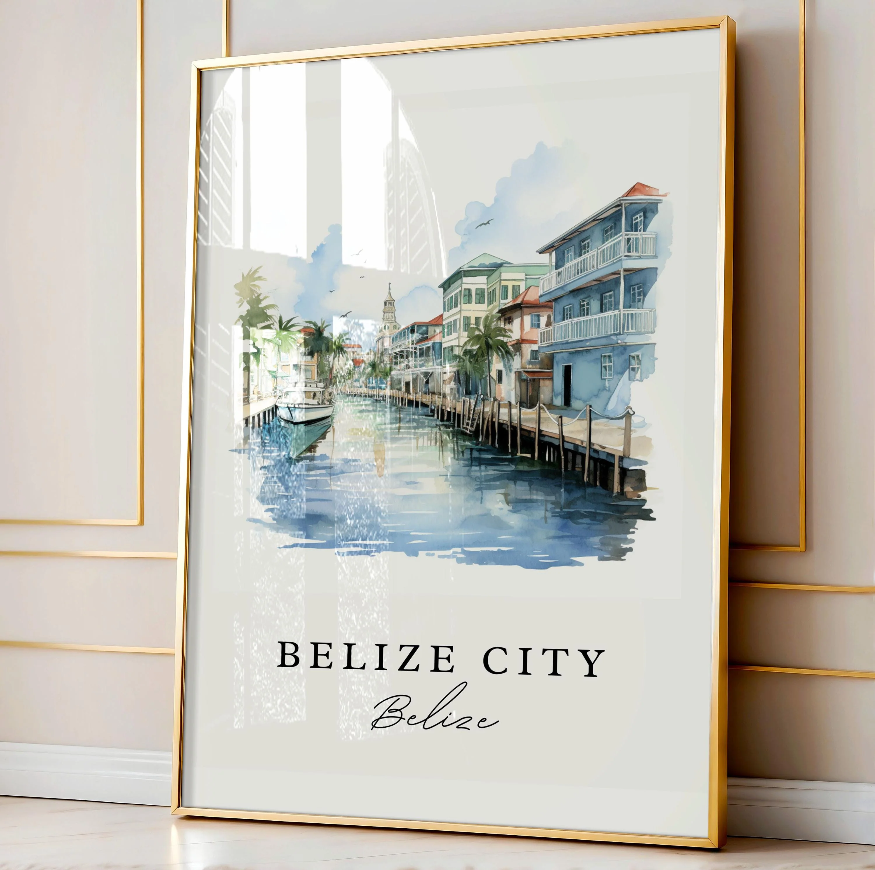 Belize City, Belize – Watercolor Art Print - Image 5