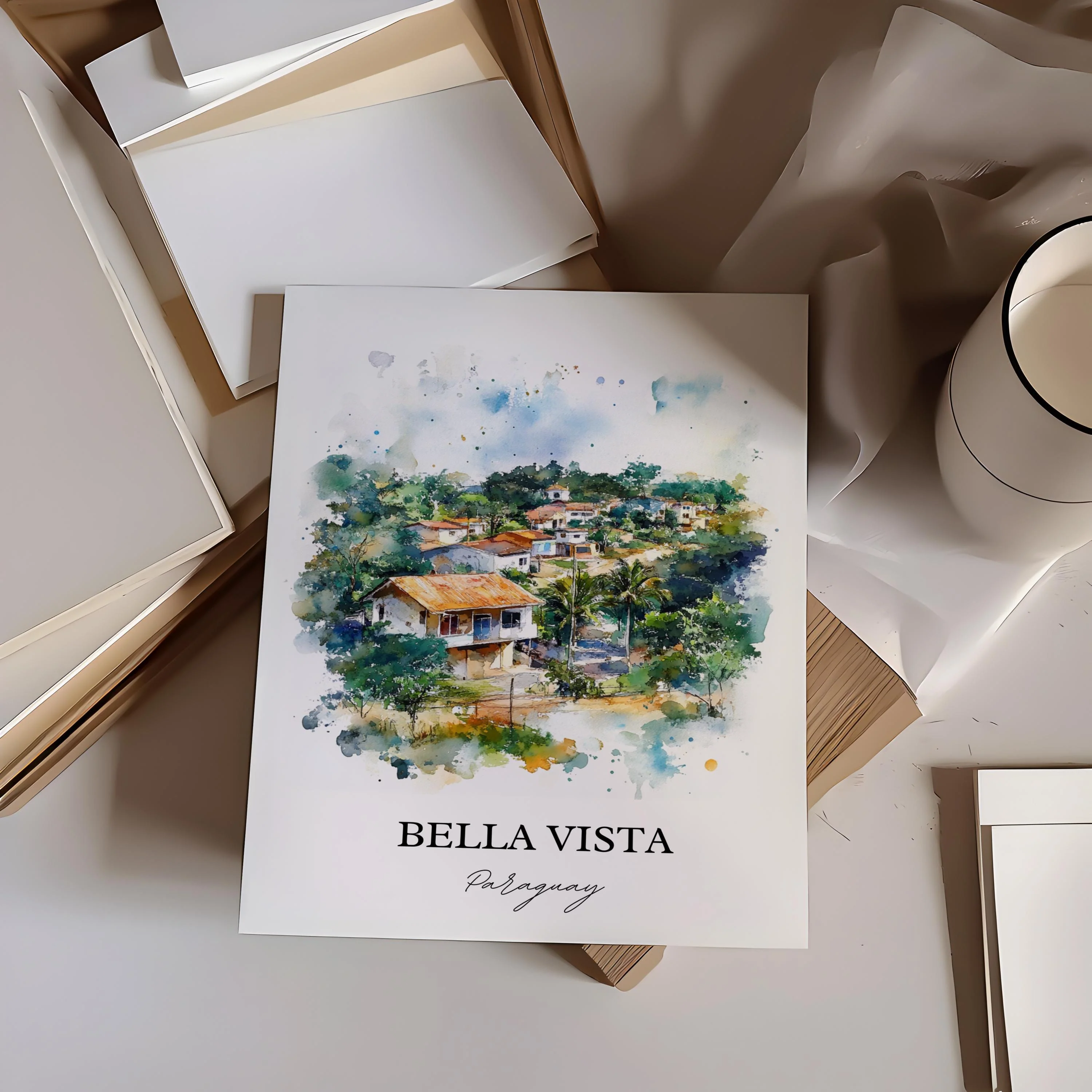 Bella Vista, Paraguay – Watercolor Art Print - Image 2
