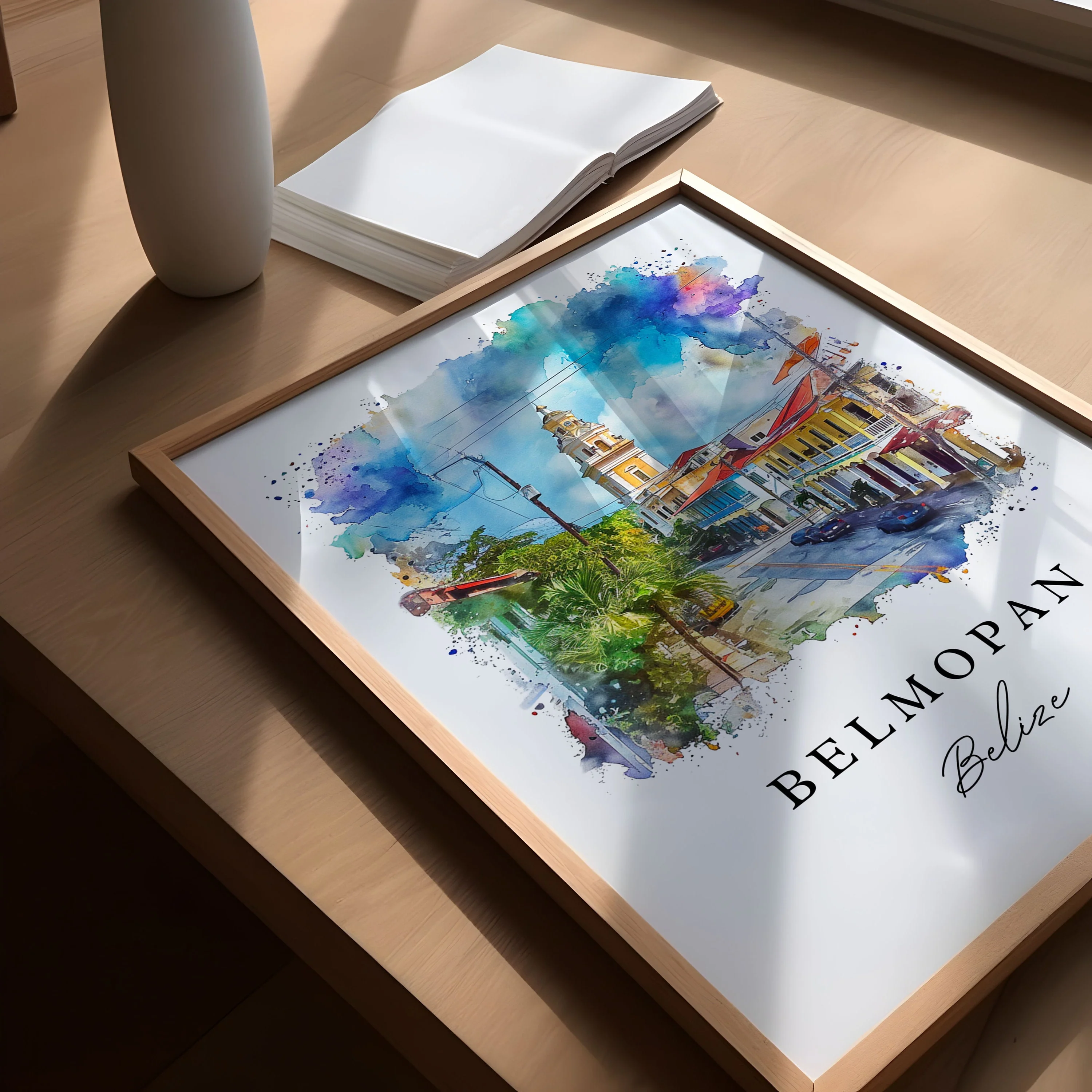 Belmopan, Belize – Watercolor Art Print - Image 3