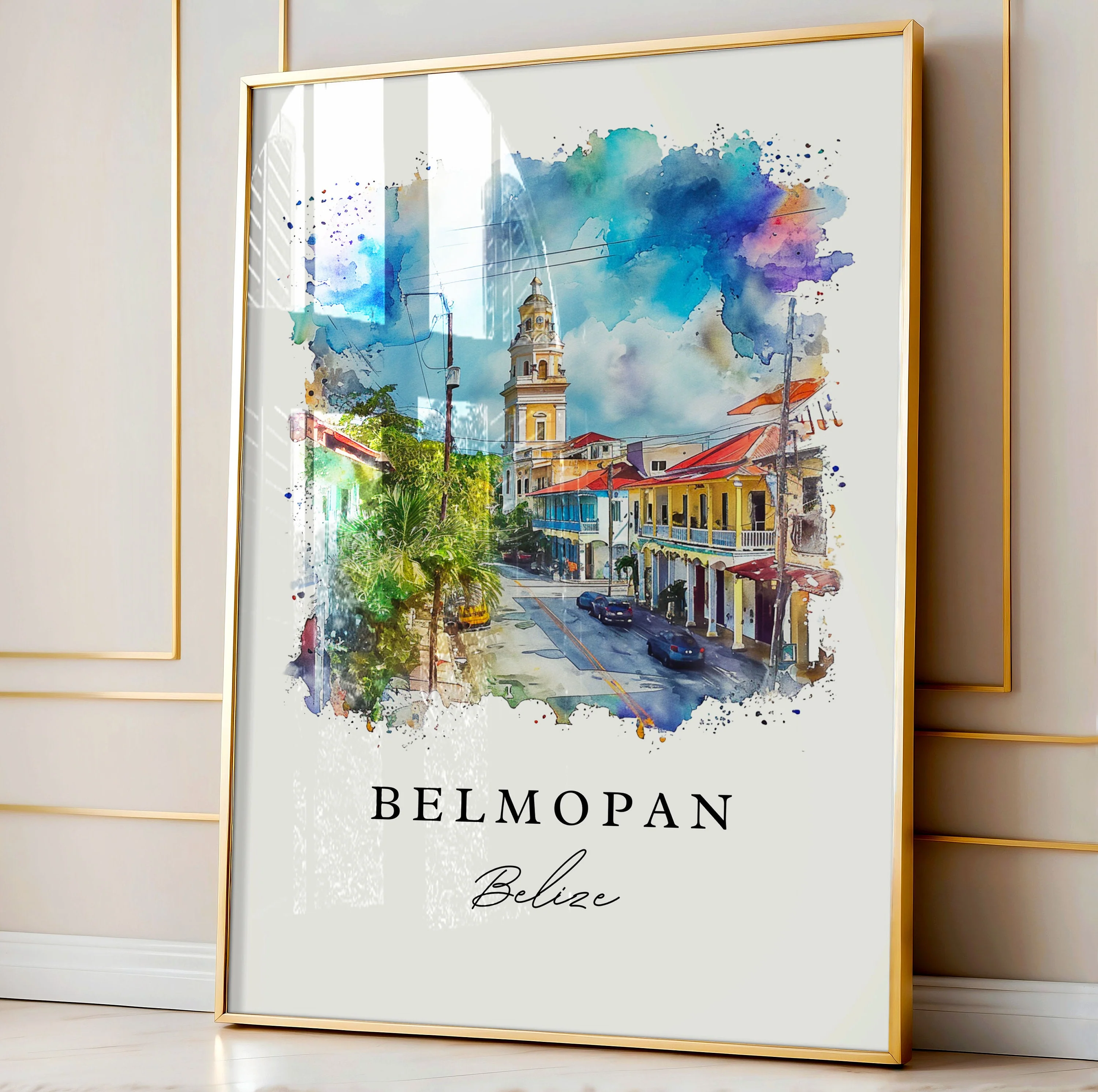 Belmopan, Belize – Watercolor Art Print - Image 4
