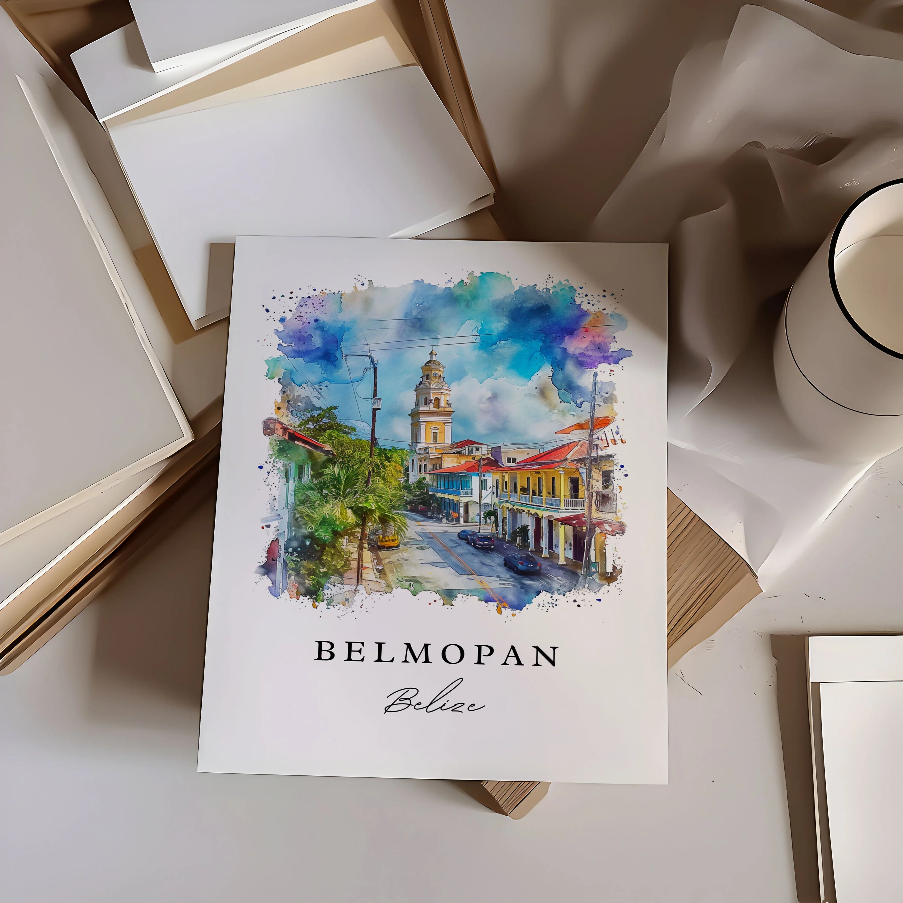 Belmopan, Belize – Watercolor Art Print - Image 2