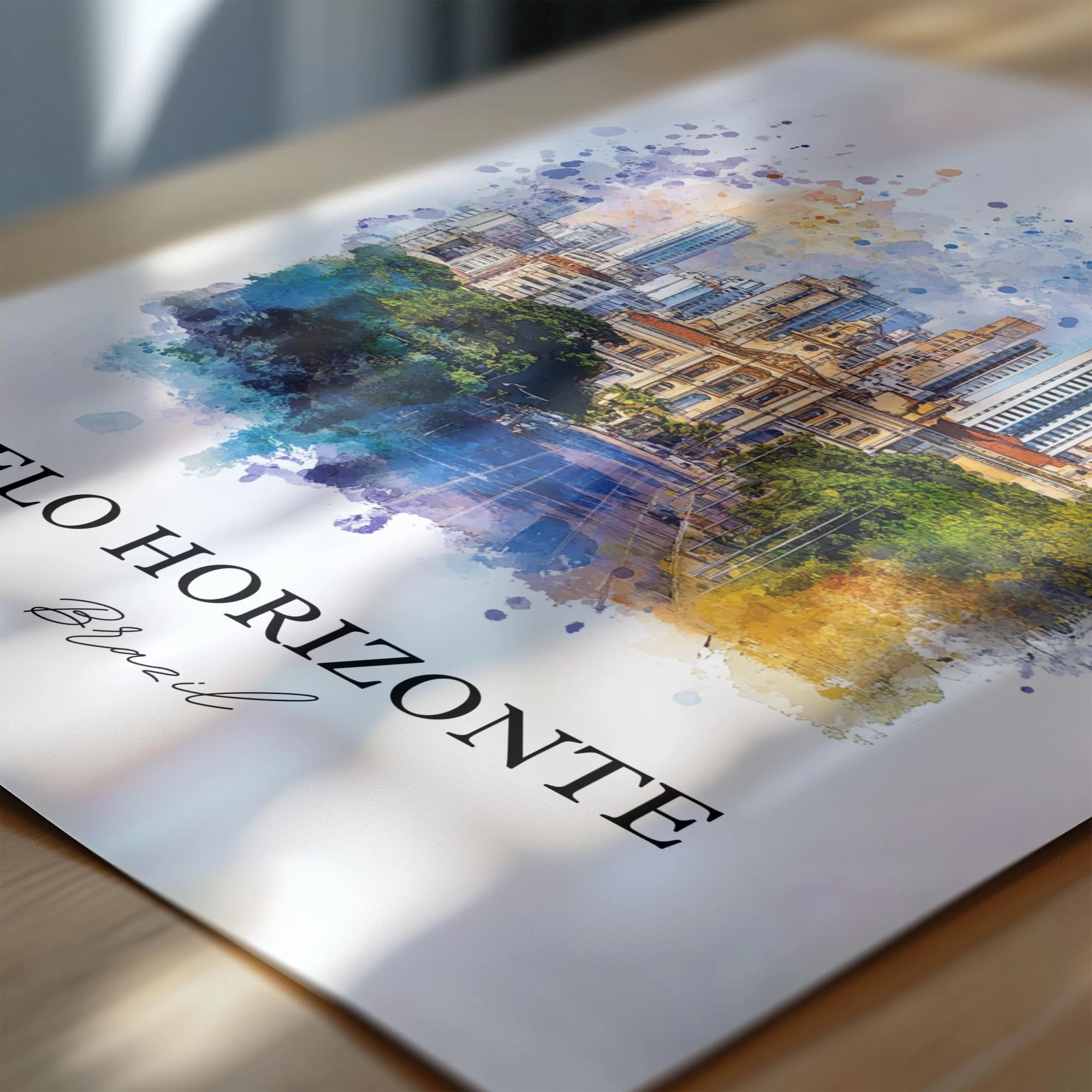 Belo Horizonte, Brazil – Watercolor Art Print - Image 2