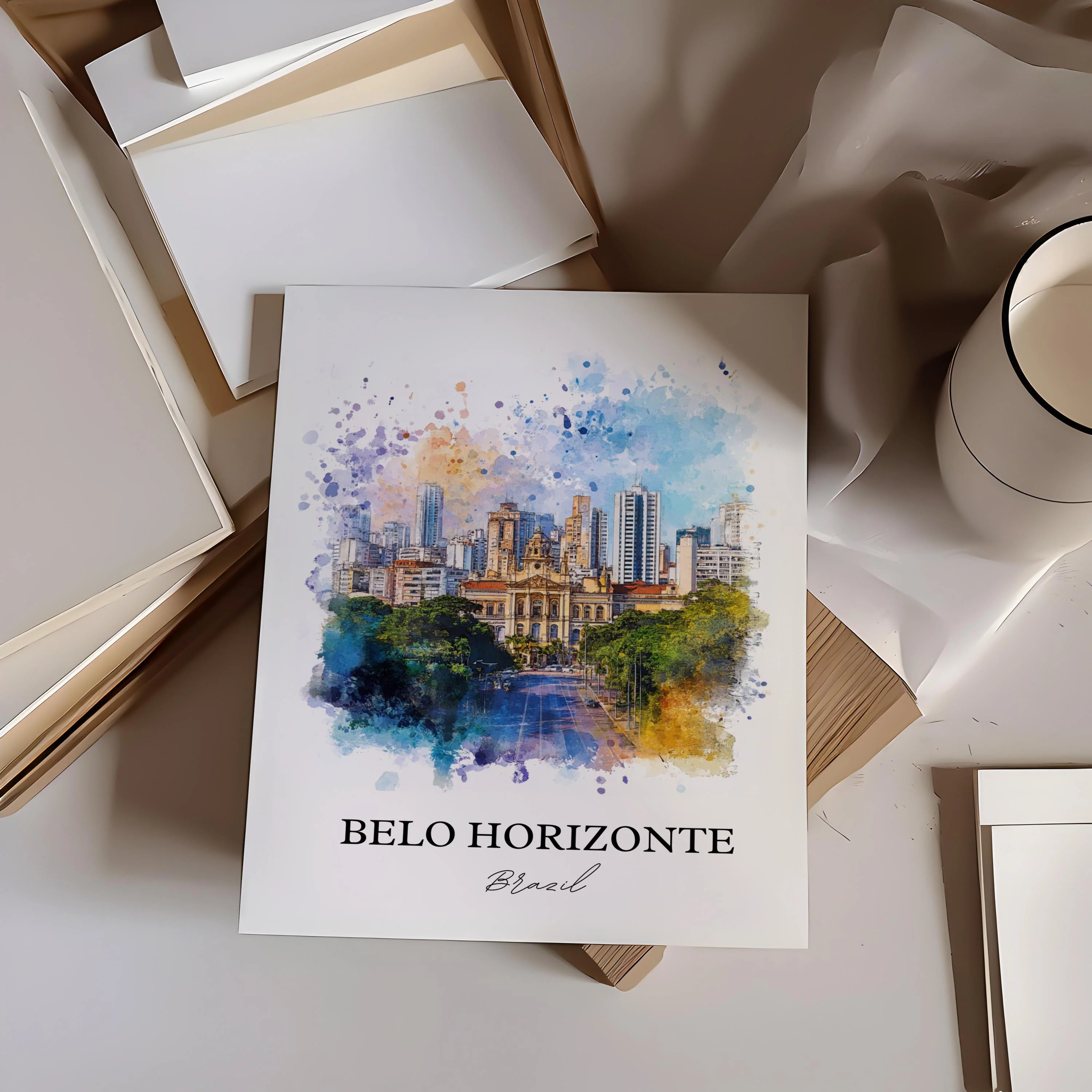 Belo Horizonte, Brazil – Watercolor Art Print - Image 6