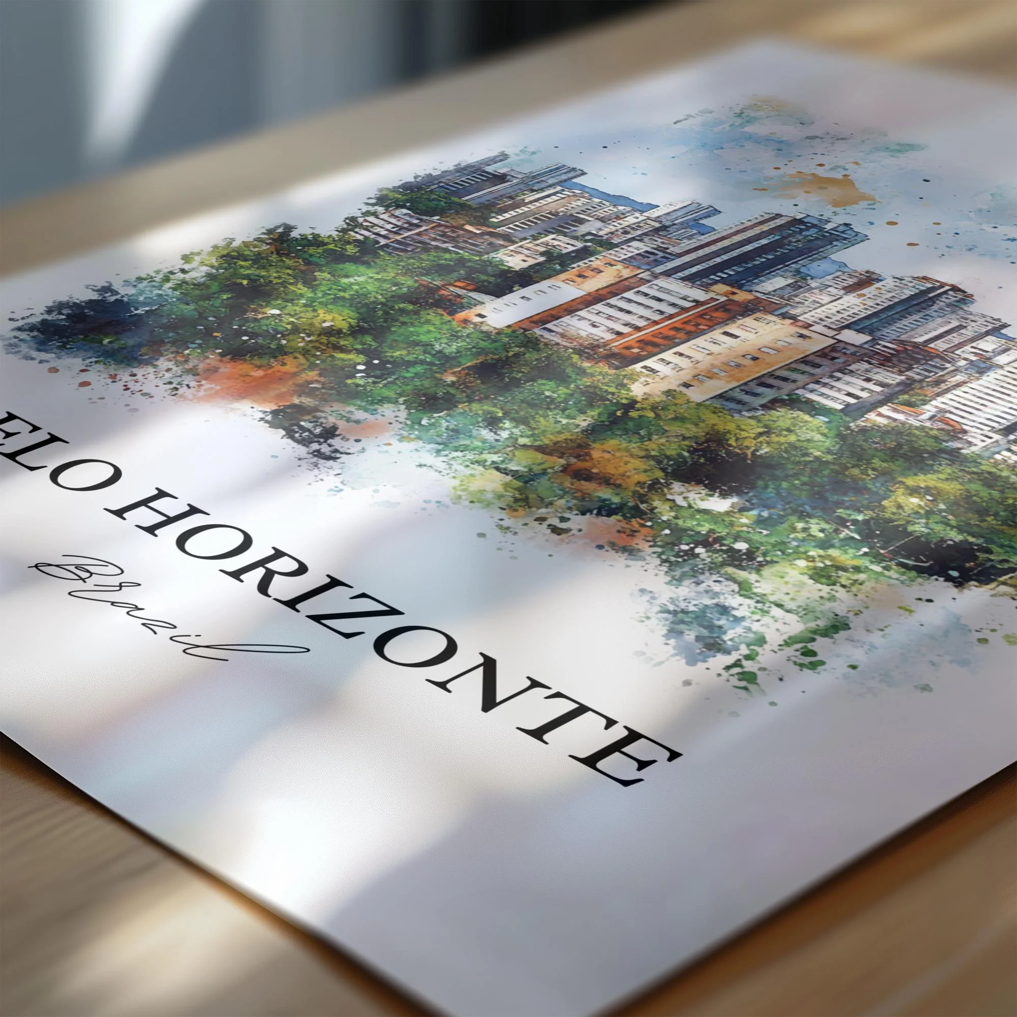 Belo Horizonte, Brazil – Watercolor Art Print - Image 2