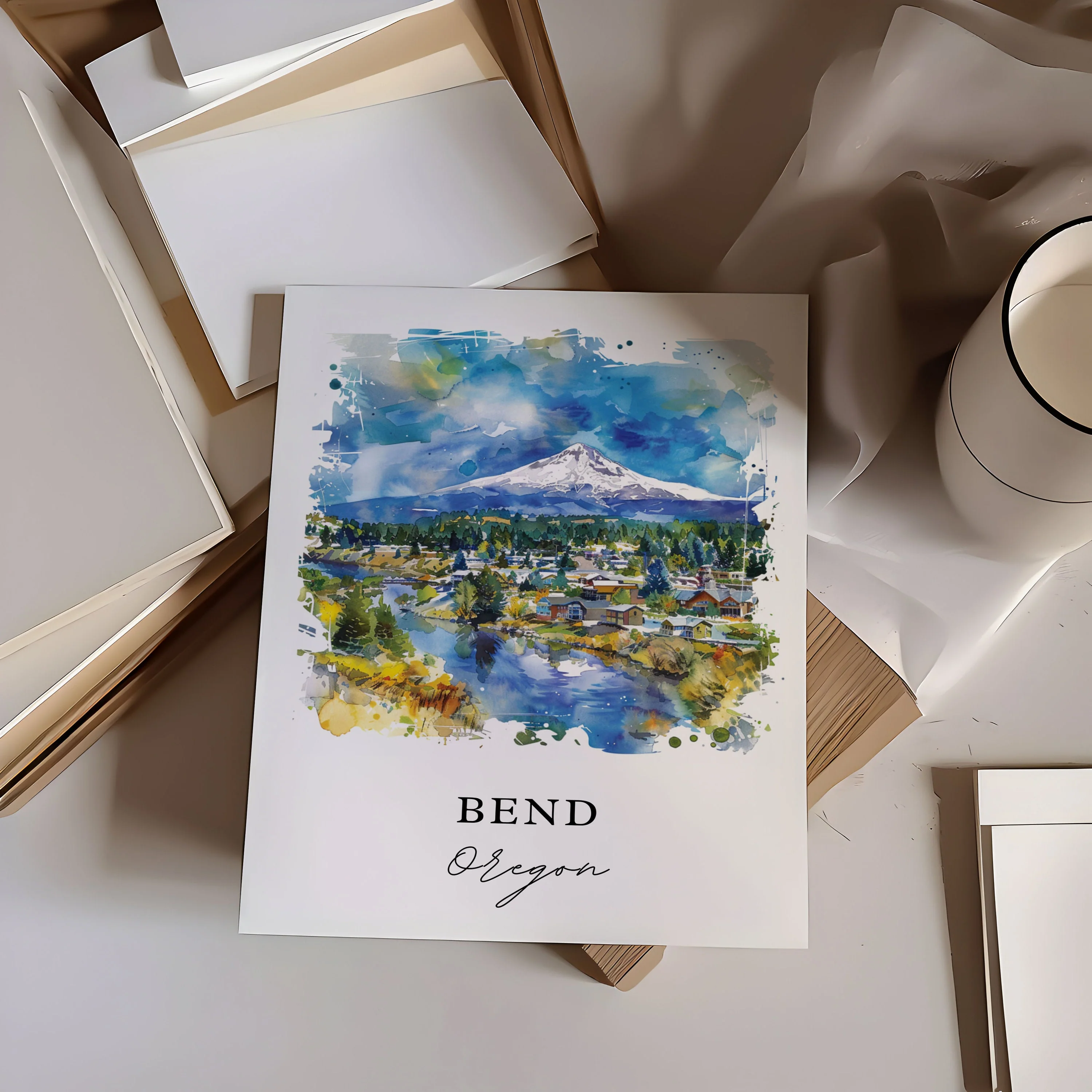 Bend, Oregon – Watercolor Art Print - Image 2