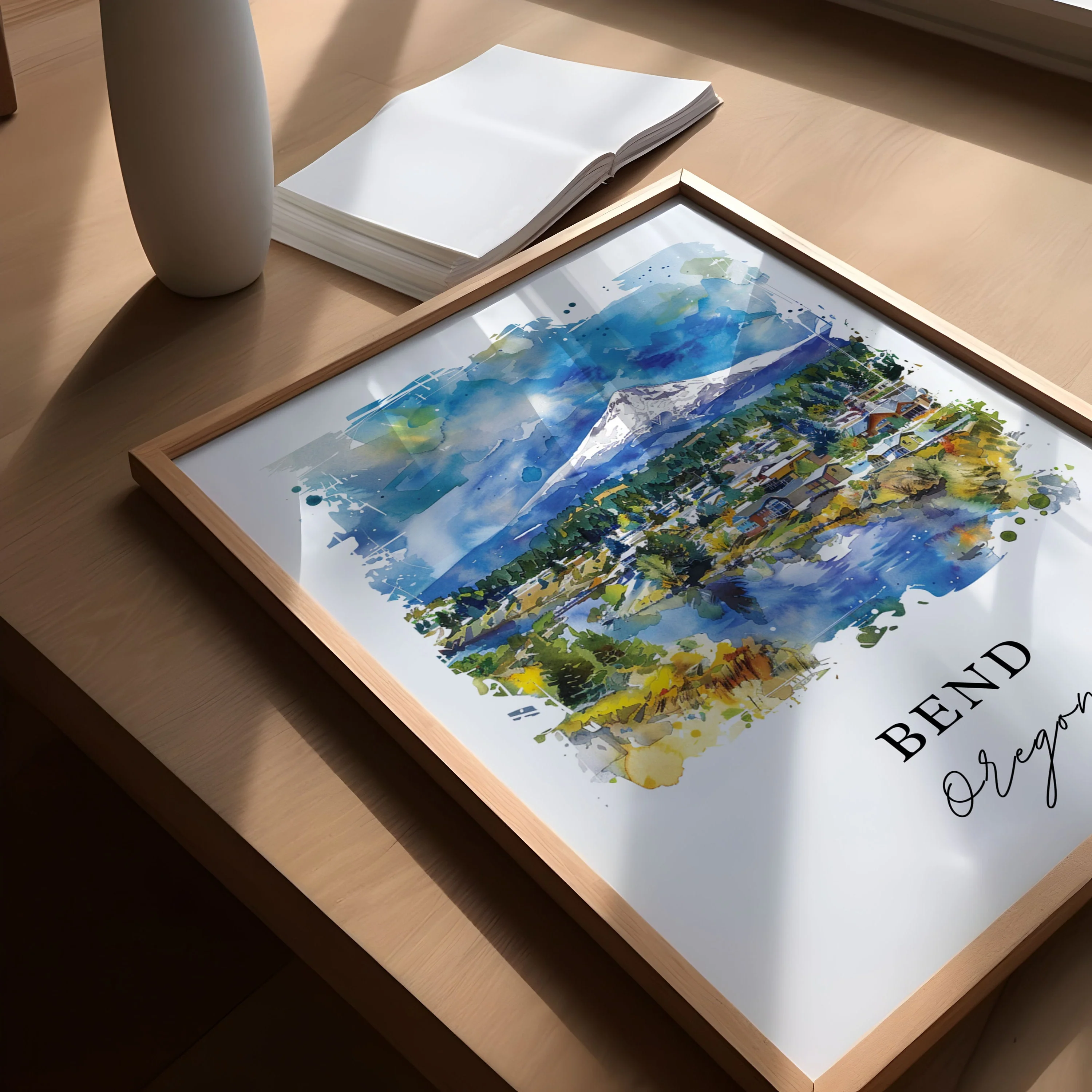 Bend, Oregon – Watercolor Art Print - Image 3