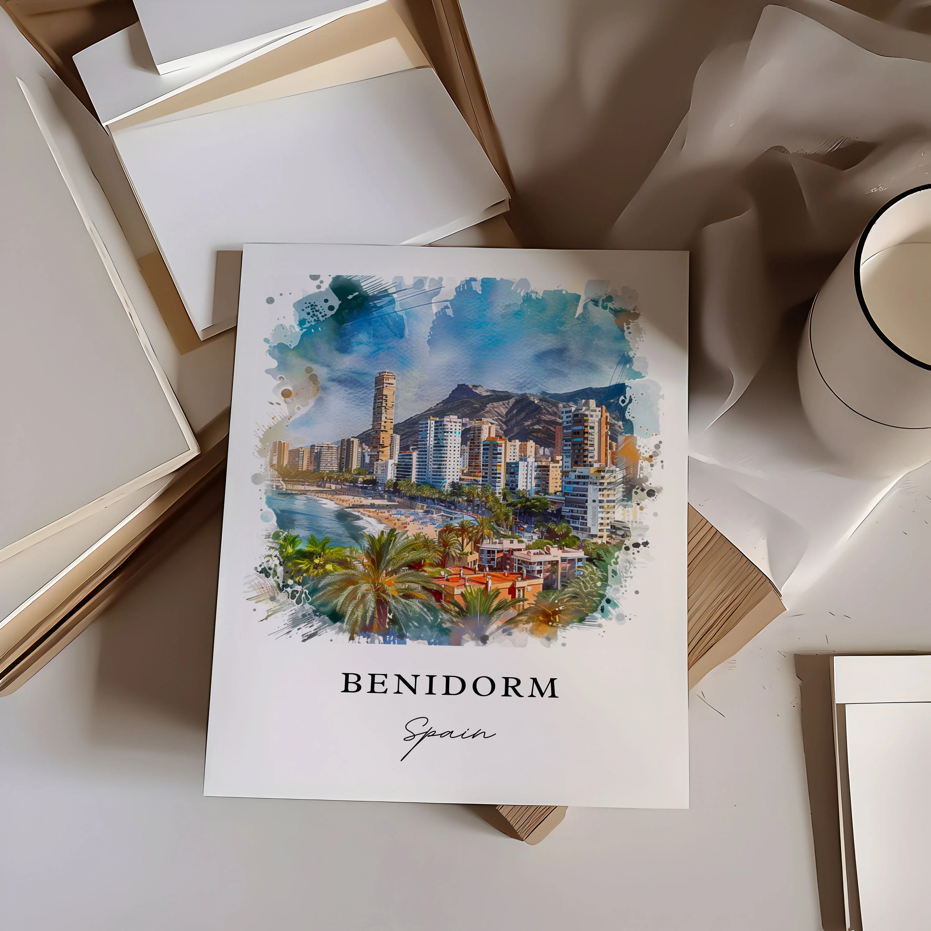 Benidorm, Spain – Watercolor Art Print - Image 3