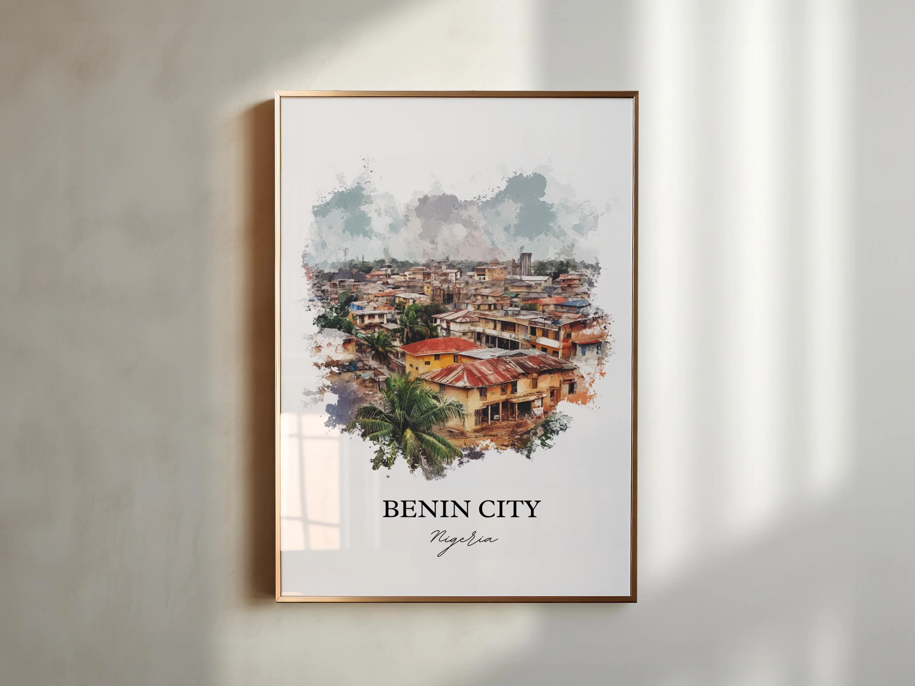 Benin City, Nigeria – Watercolor Art Print - Image 3