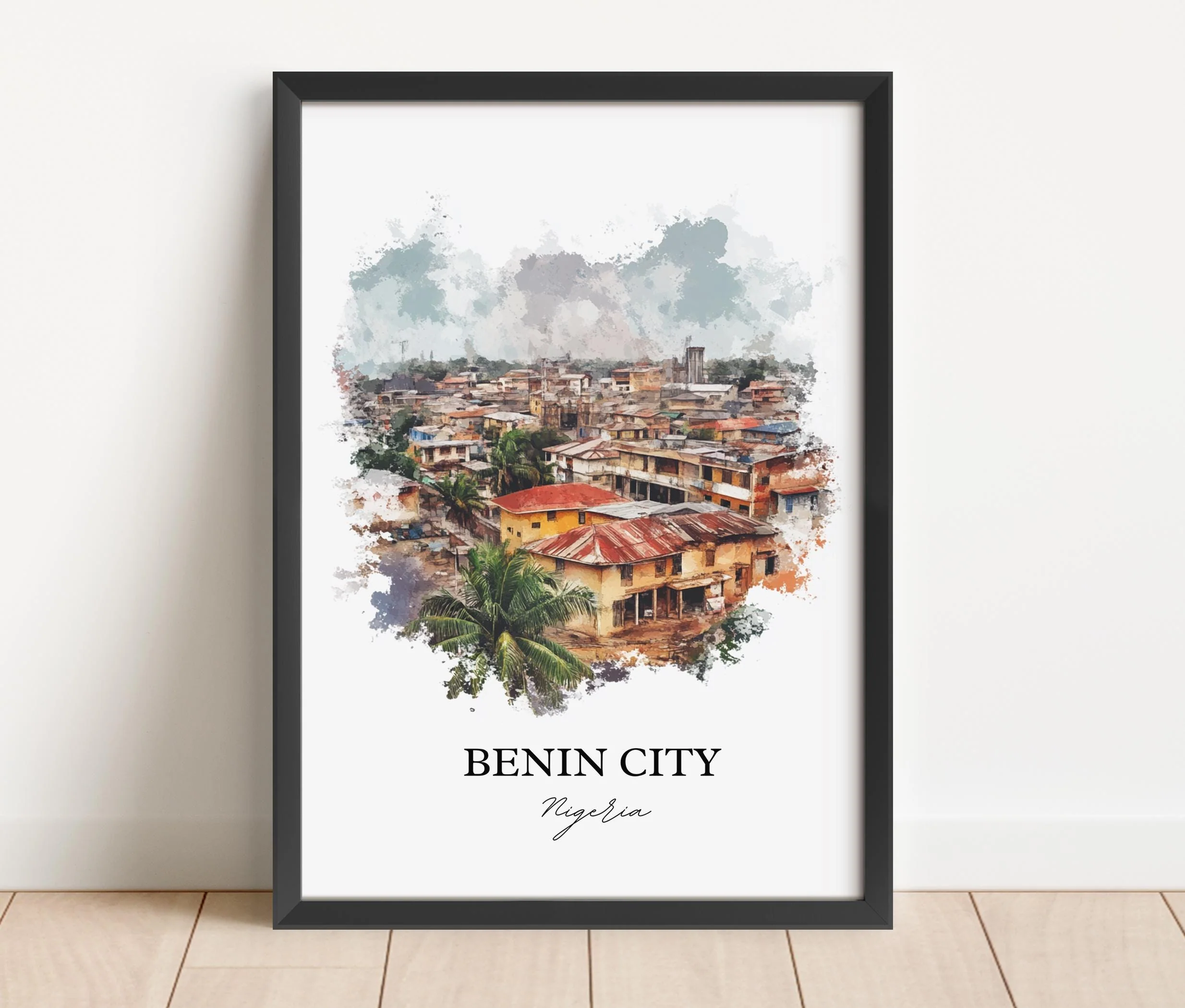 Benin City, Nigeria – Watercolor Art Print - Image 4