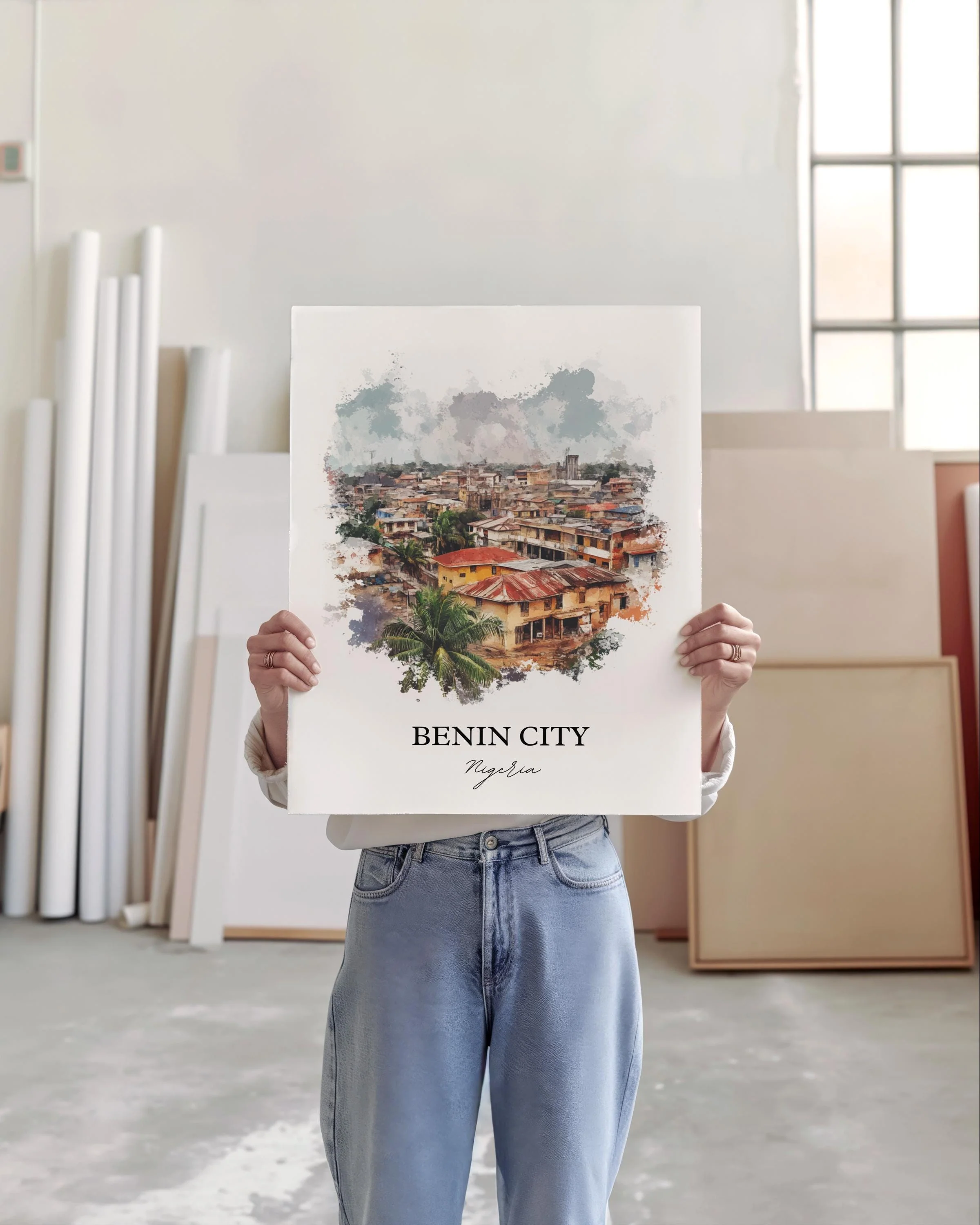 Benin City, Nigeria – Watercolor Art Print - Image 5