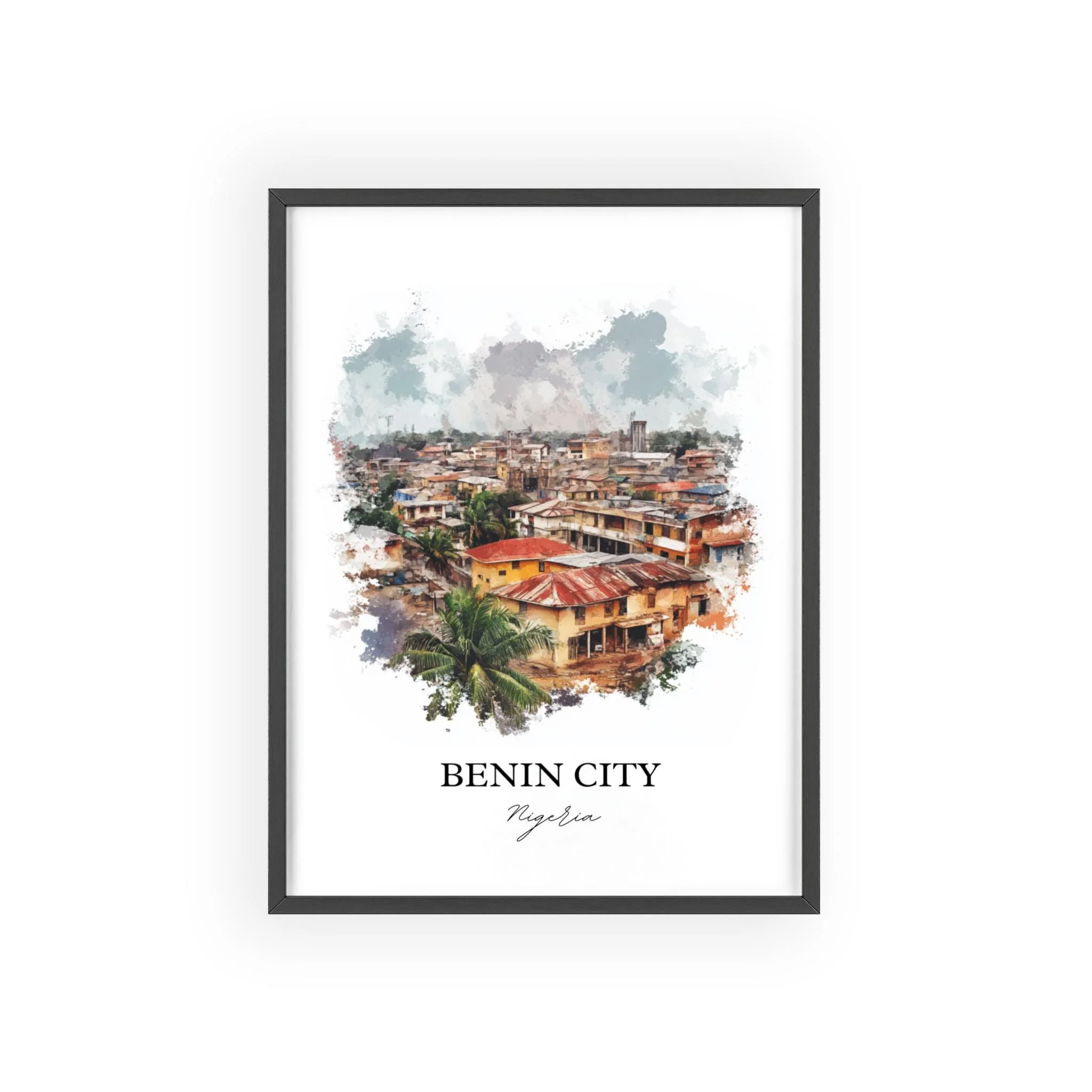 Benin City, Nigeria – Watercolor Art Print - Image 7
