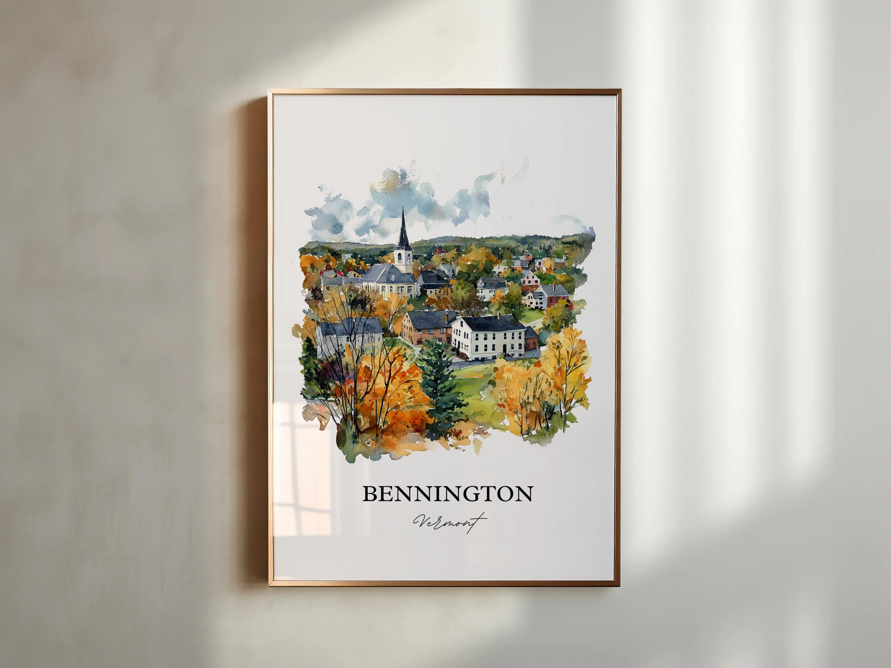 Bennington, Vermont, USA – Watercolor Art Print - Image 5