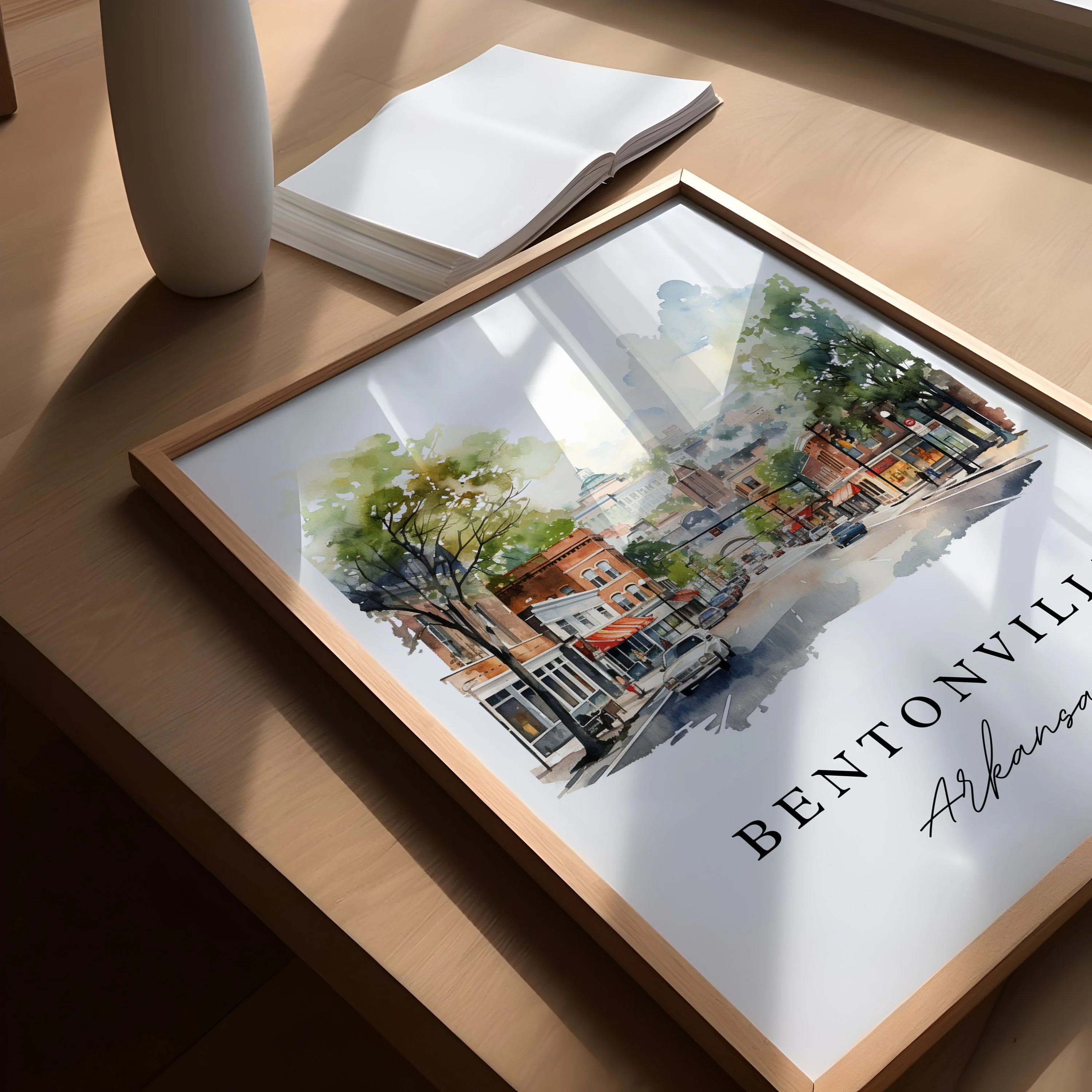 Bentonville, Arkansas - Watercolor Art Print - Image 3