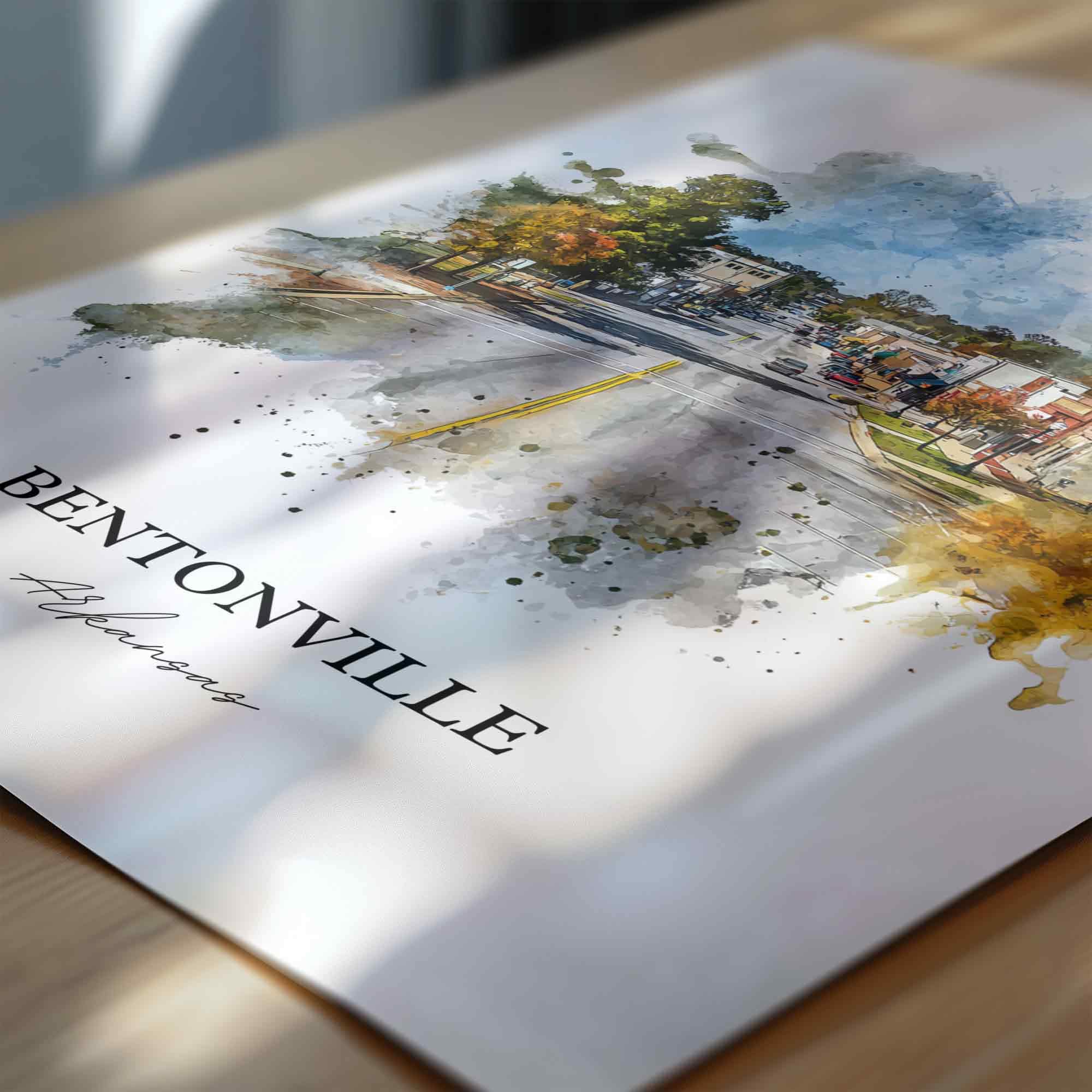 Bentonville, Arkansas – Watercolor Art Print - Image 2