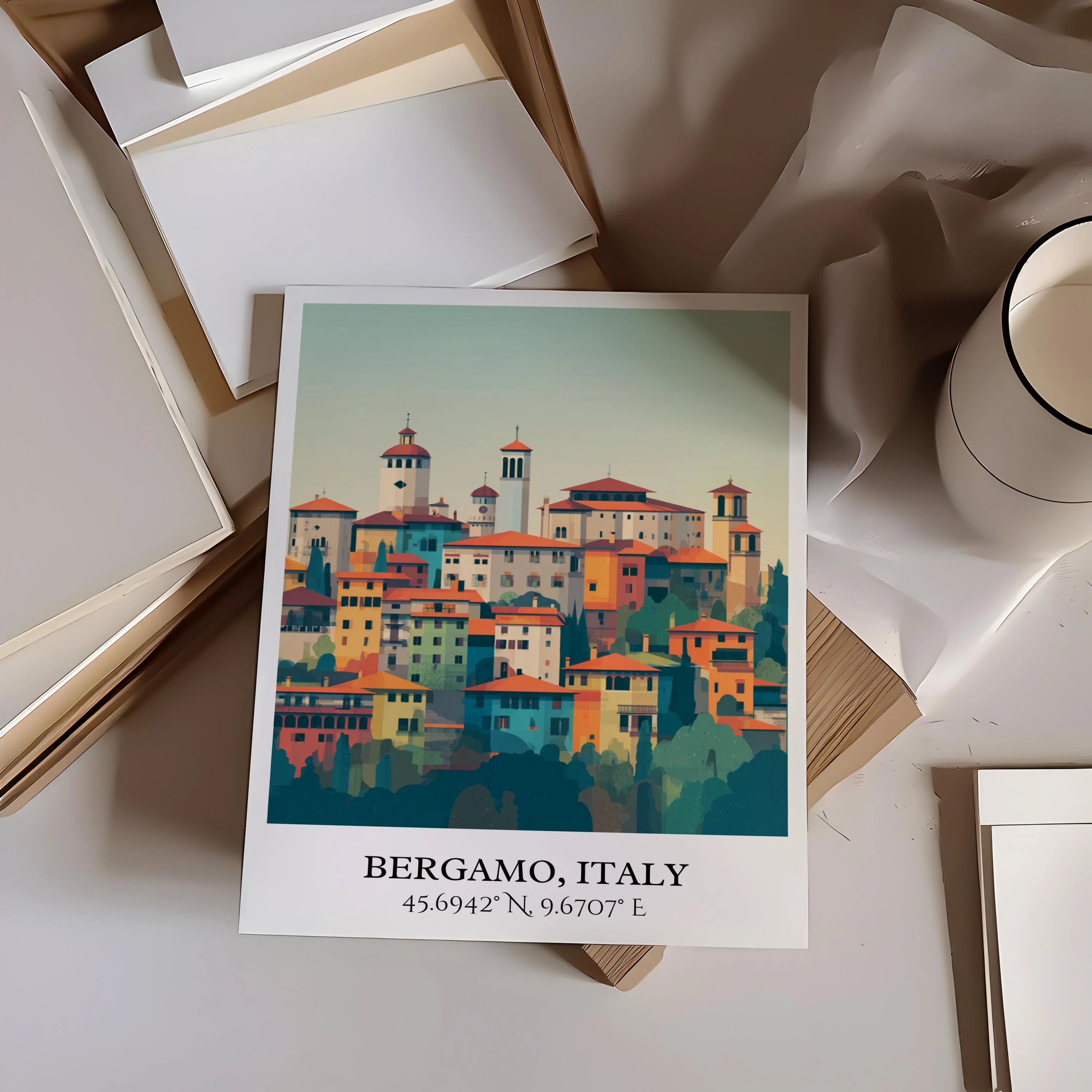Bergamo, Italy – Watercolor Art Print - Image 4