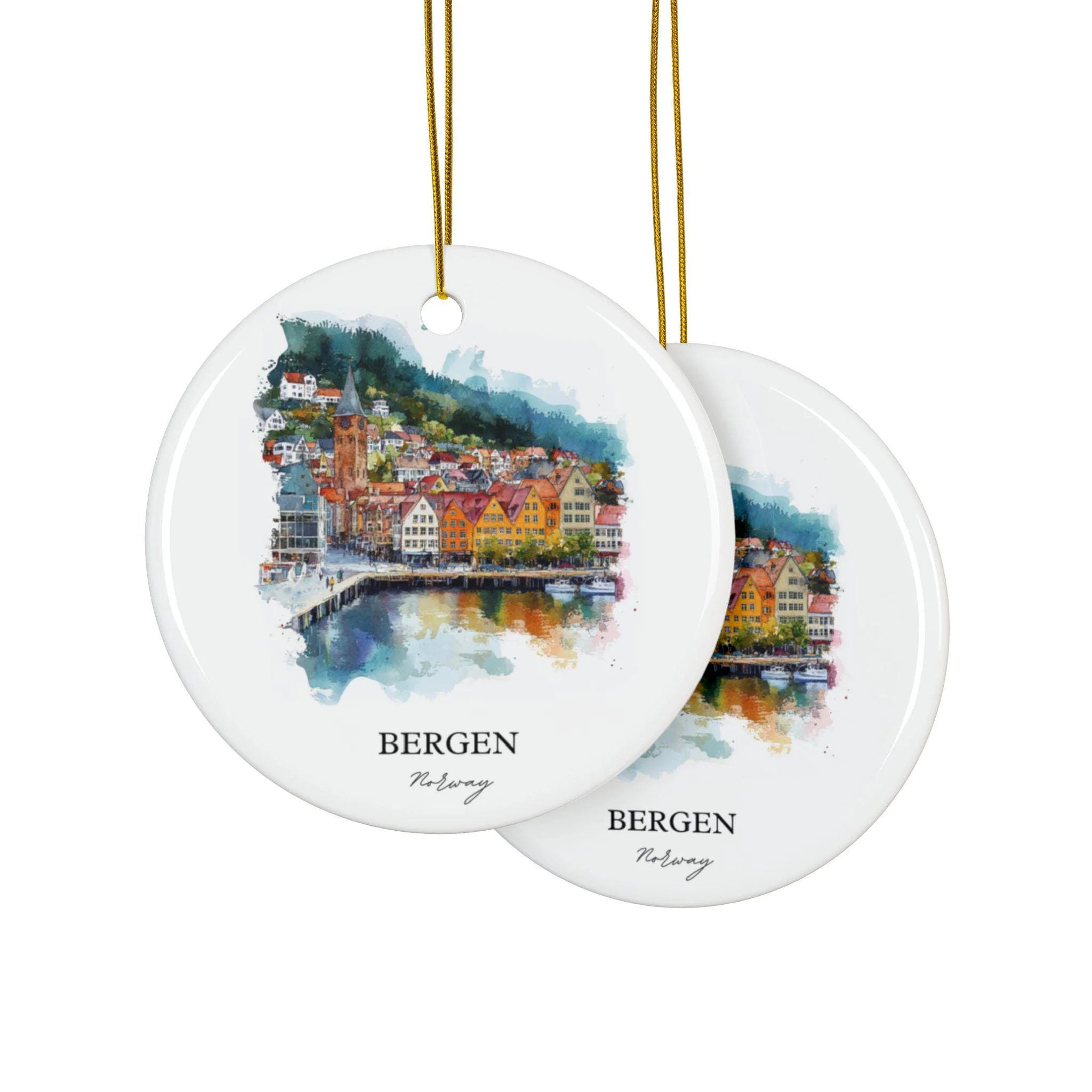 Bergen Norway Ornament: Unique Bergen Souvenir, Bergen Norway Xmas Decor, and Authentic Norway Gift - Image 2