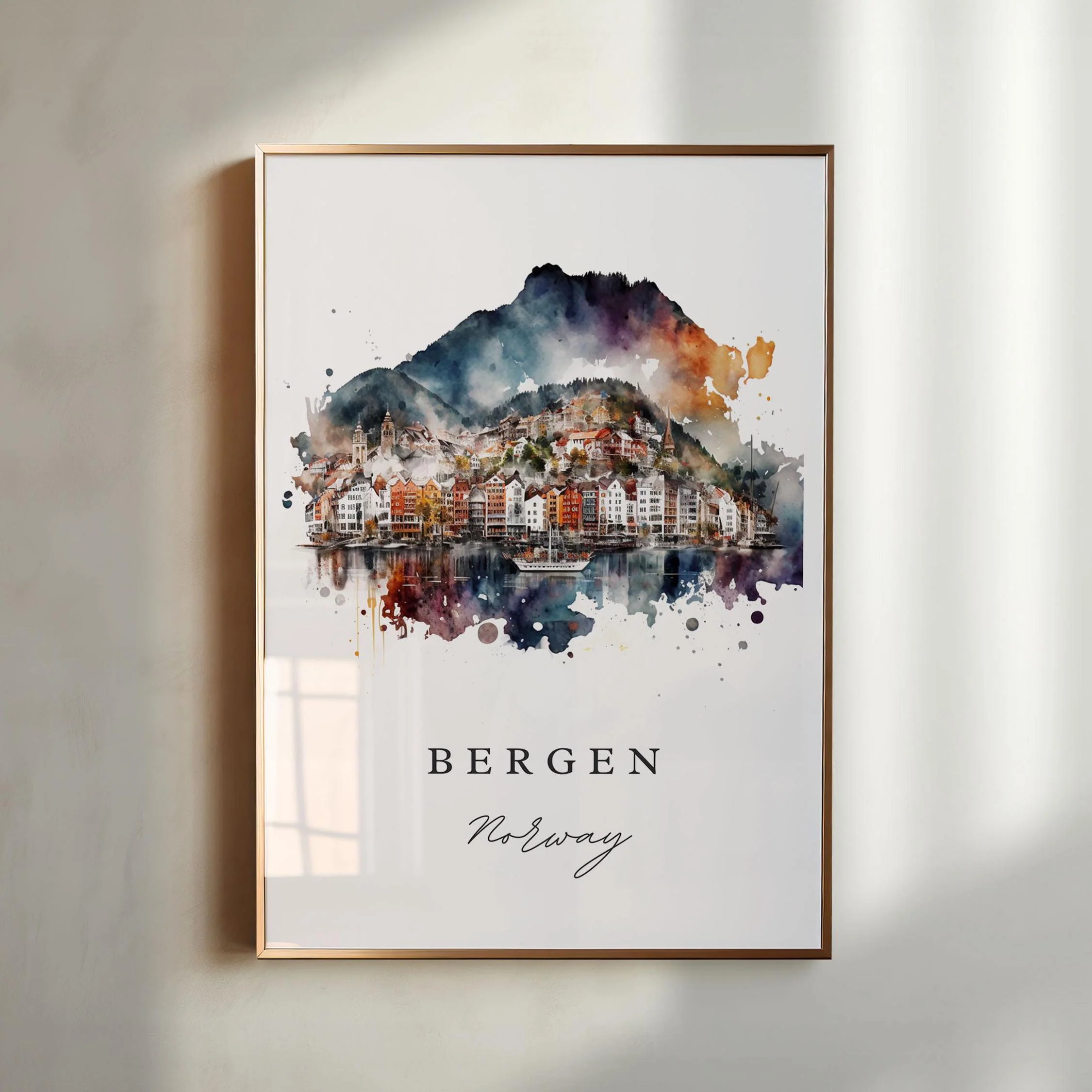 Bergen, Norway – Watercolor Art Print