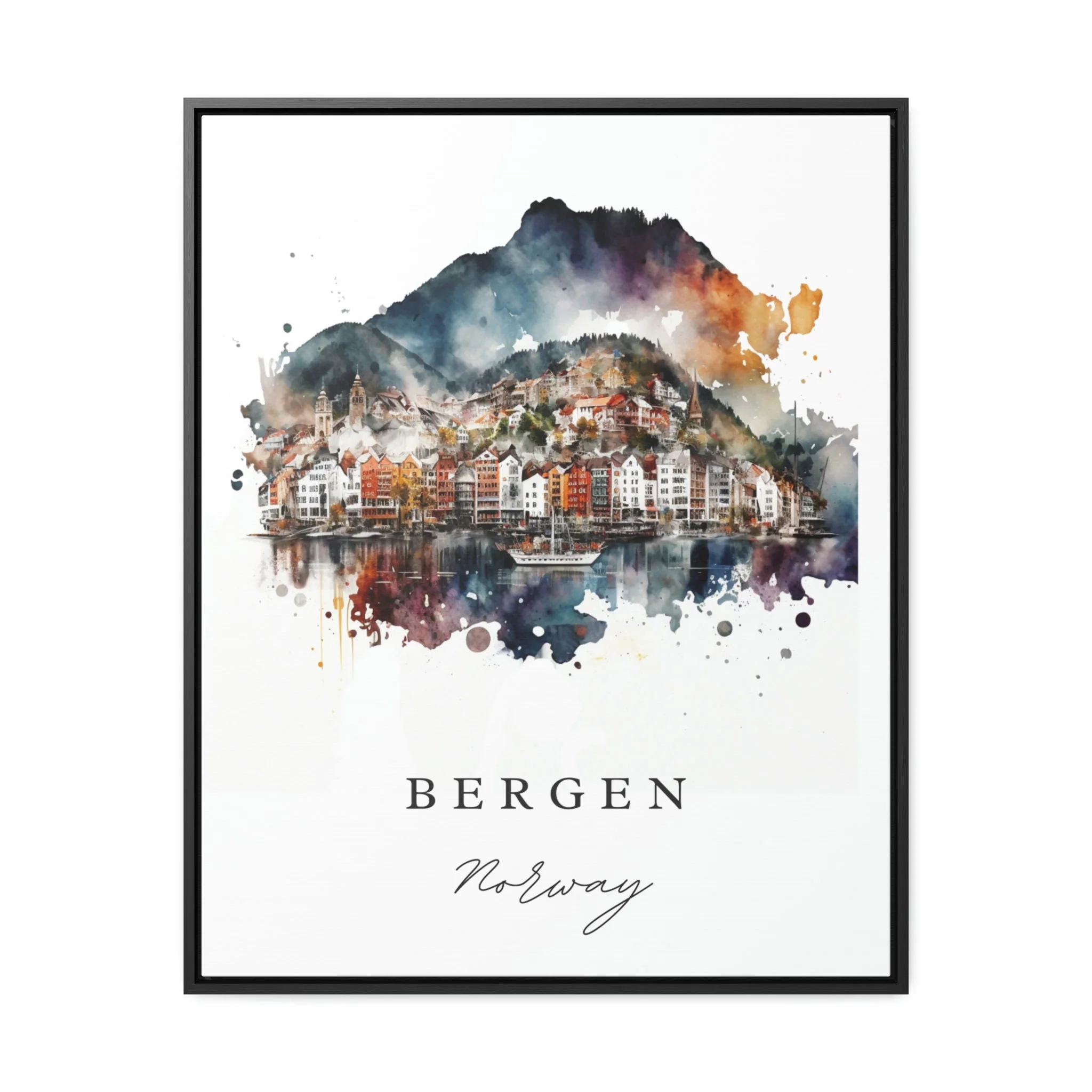 Bergen, Norway – Watercolor Art Print - Image 5