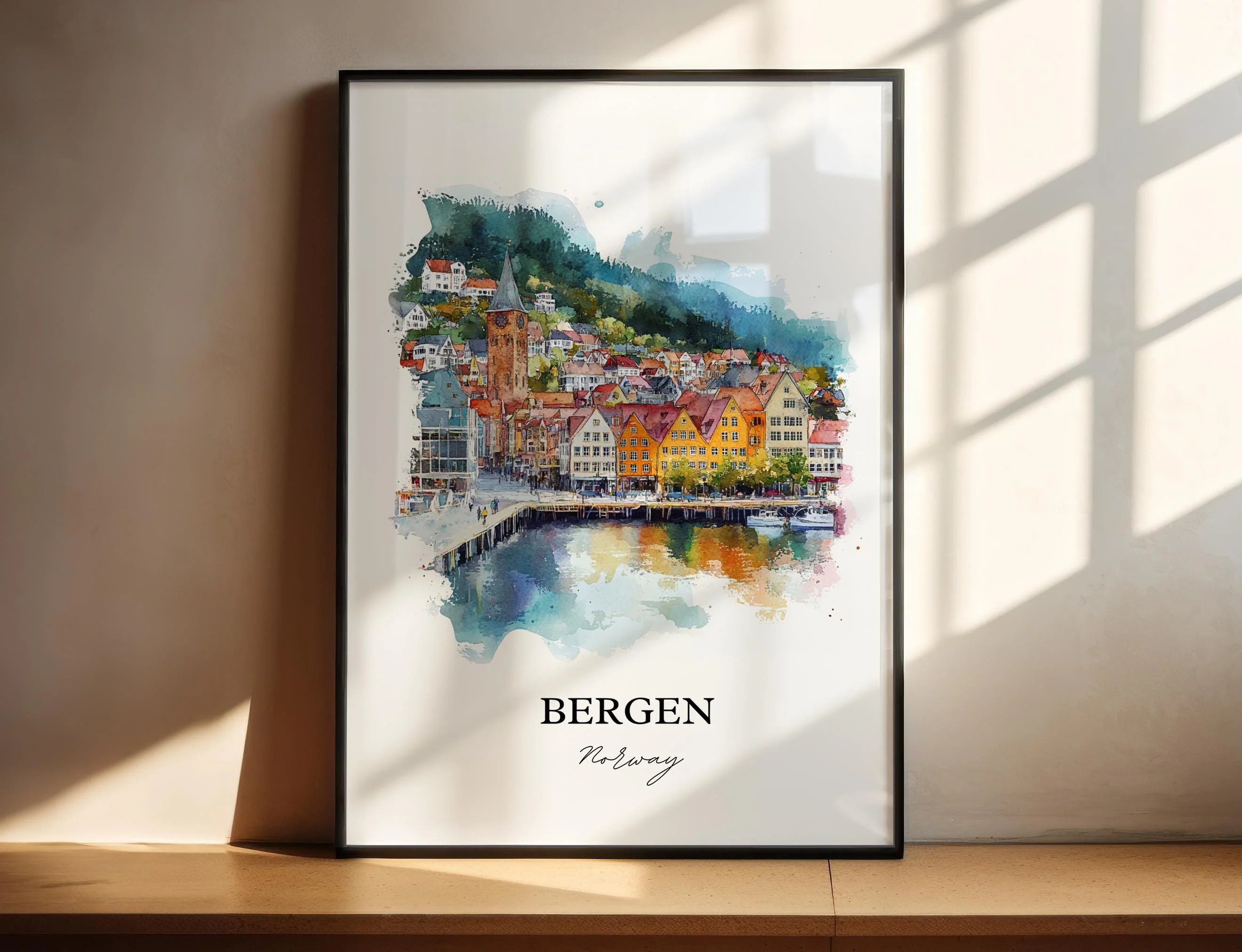 Bergen, Norway – Watercolor Art Print
