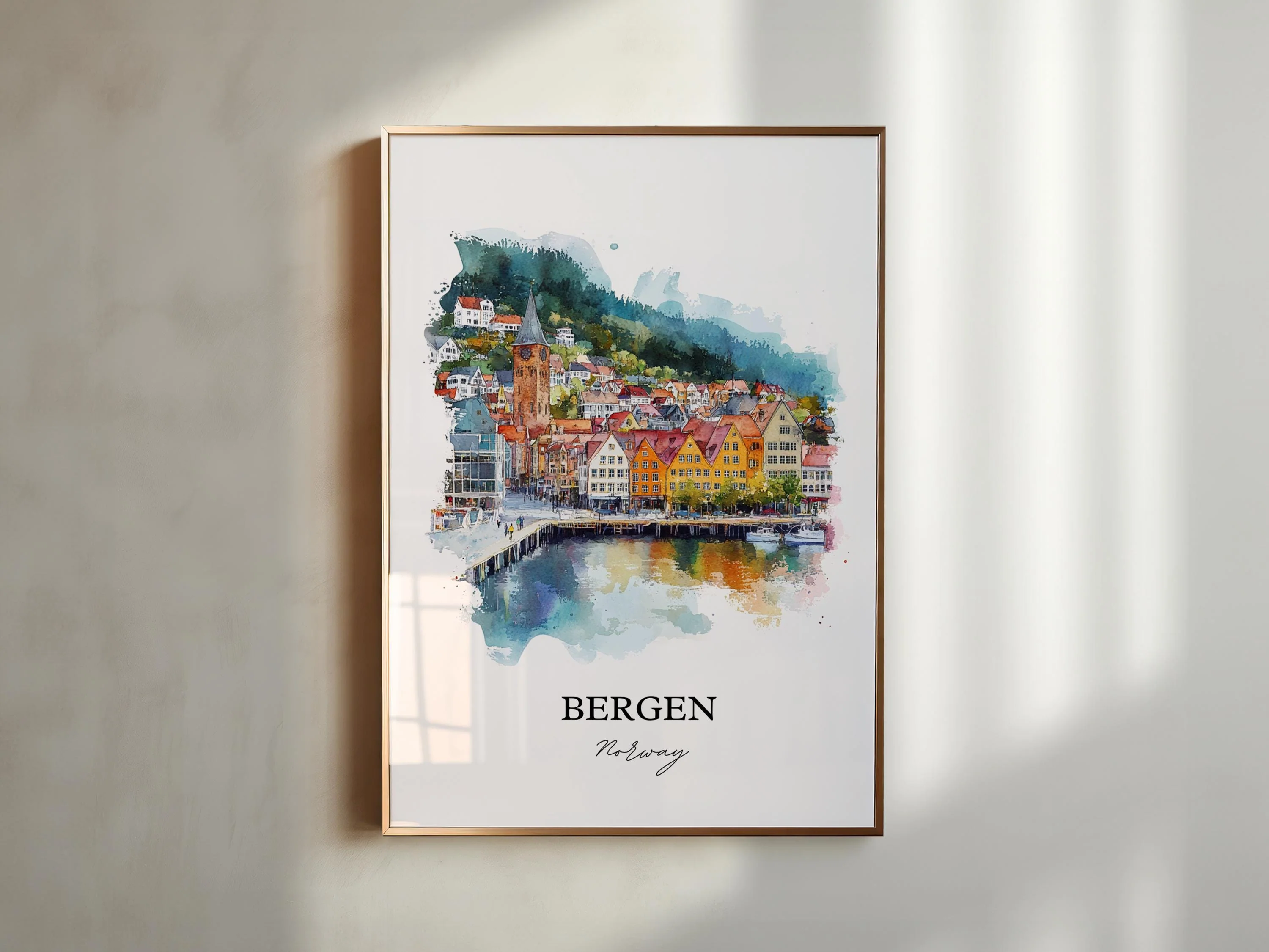 Bergen, Norway – Watercolor Art Print - Image 6