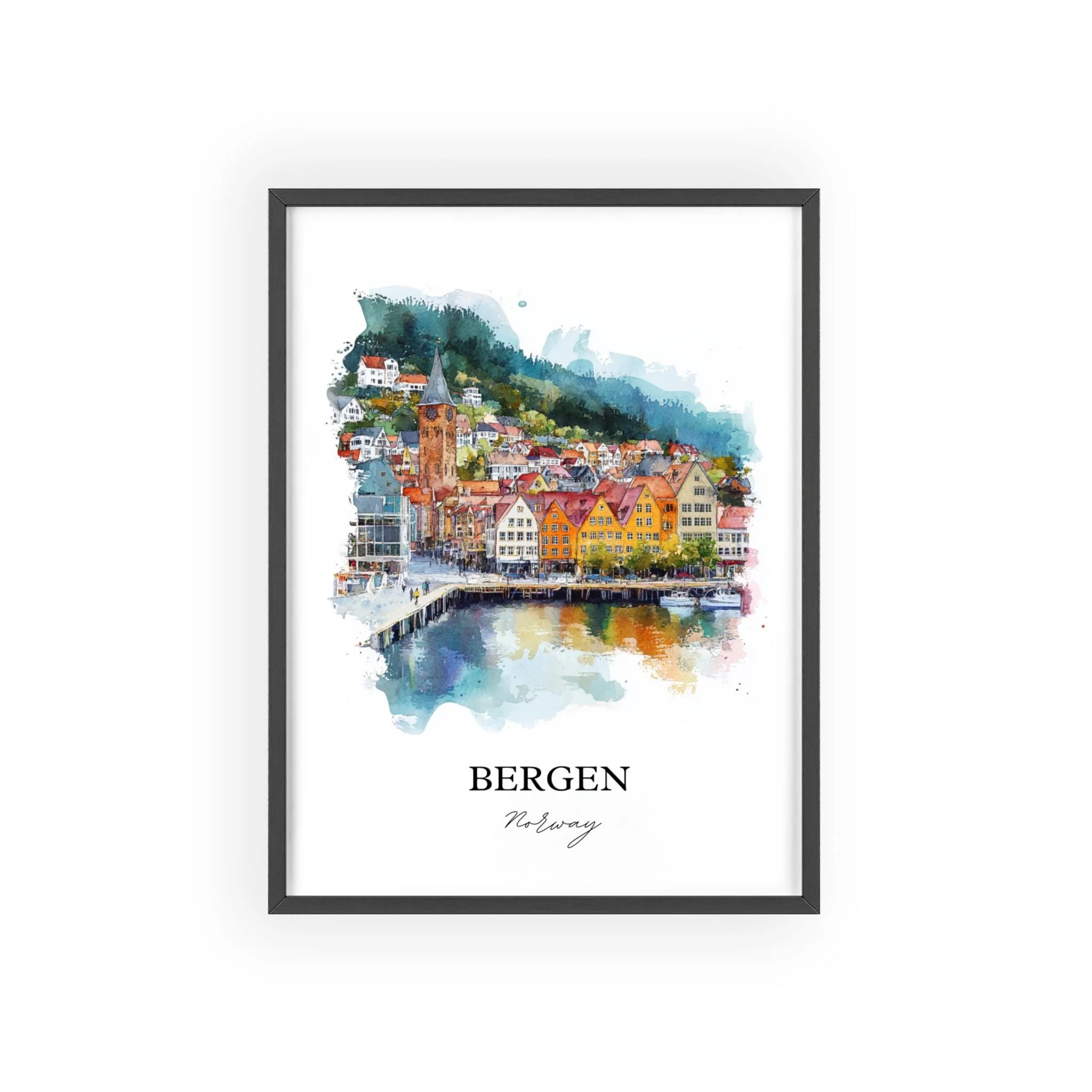 Bergen, Norway – Watercolor Art Print - Image 7
