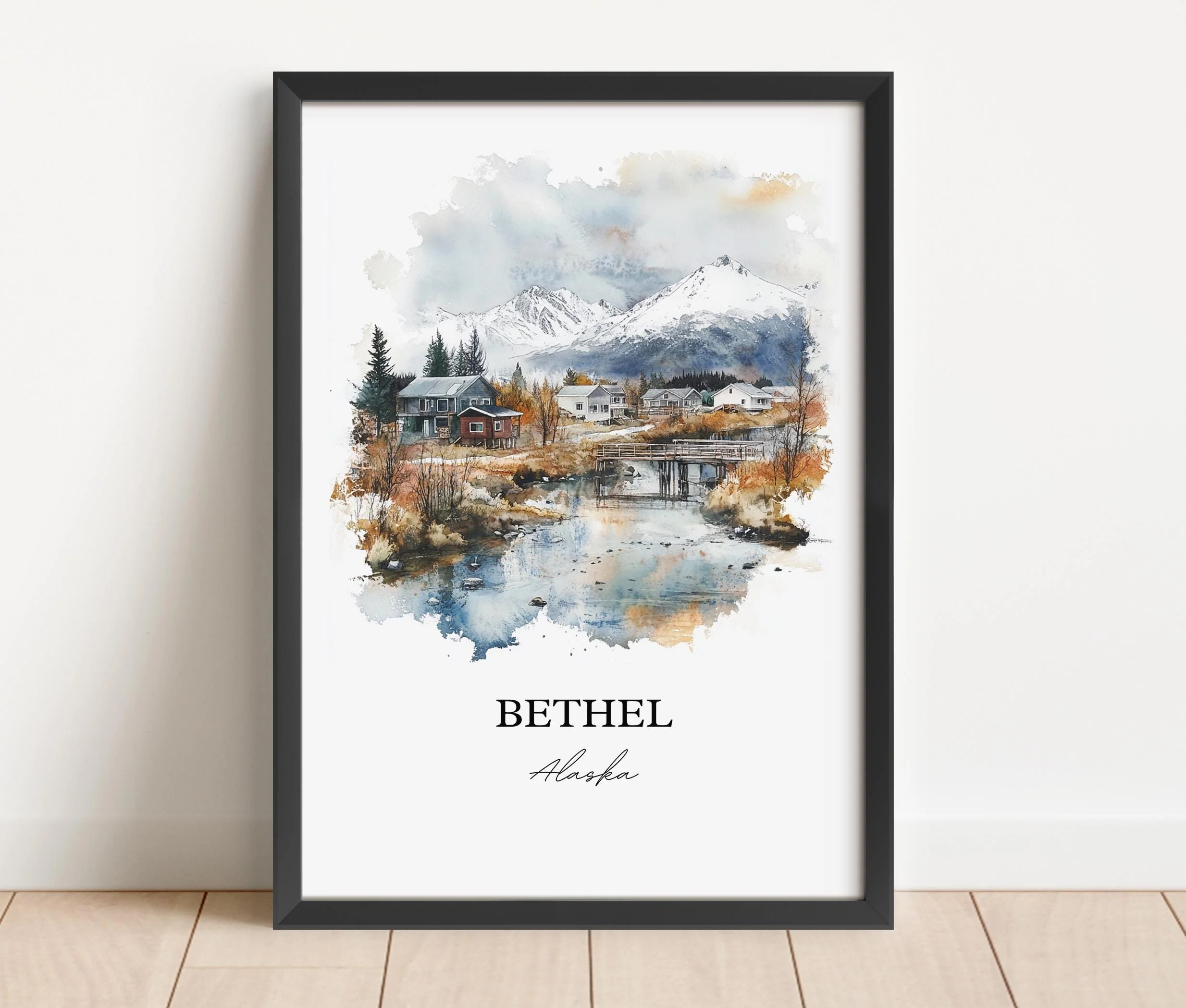 Bethel, Alaska, USA – Watercolor Art Print of Kuskokwim River - Image 4