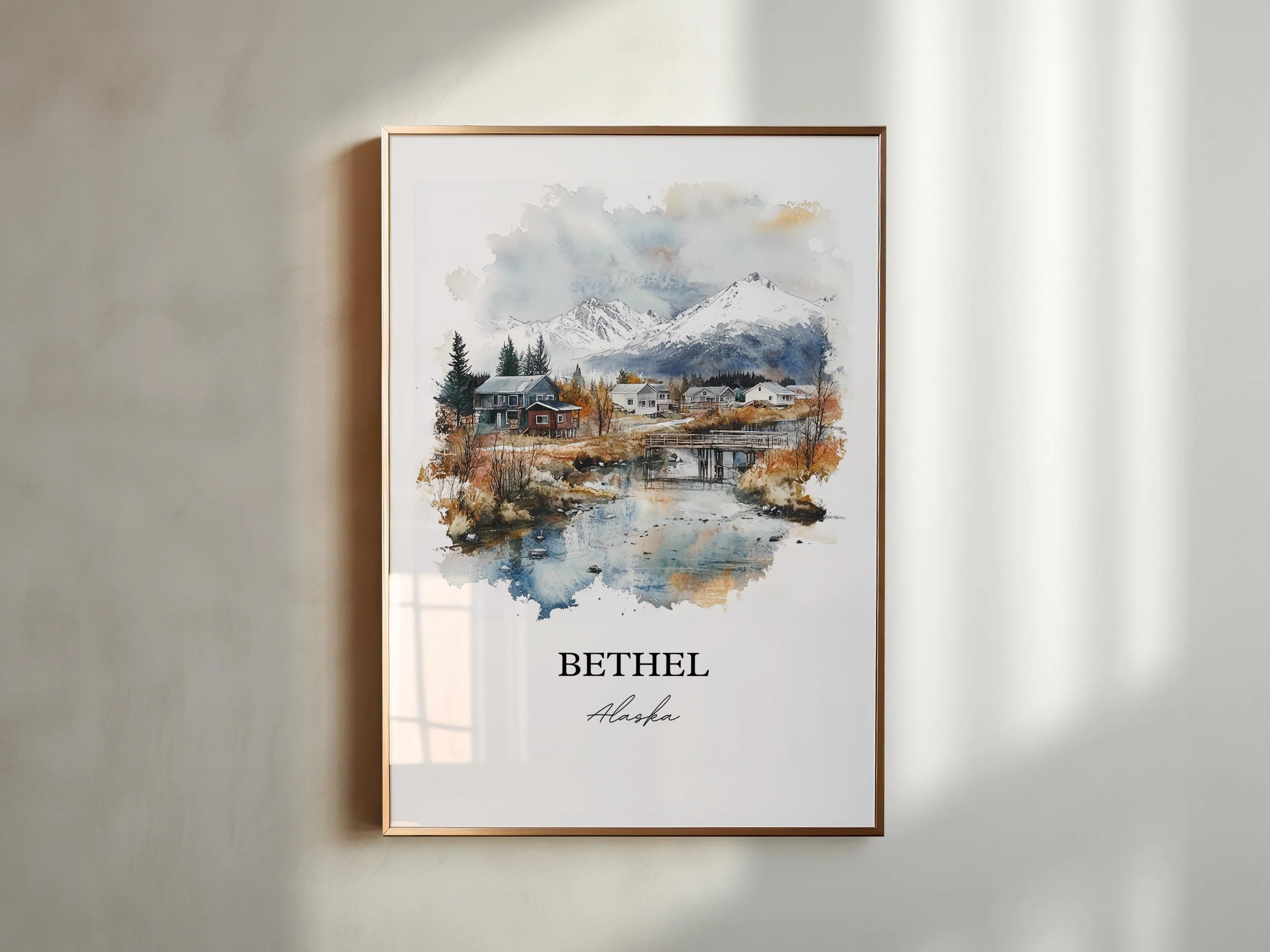 Bethel, Alaska, USA – Watercolor Art Print of Kuskokwim River - Image 6