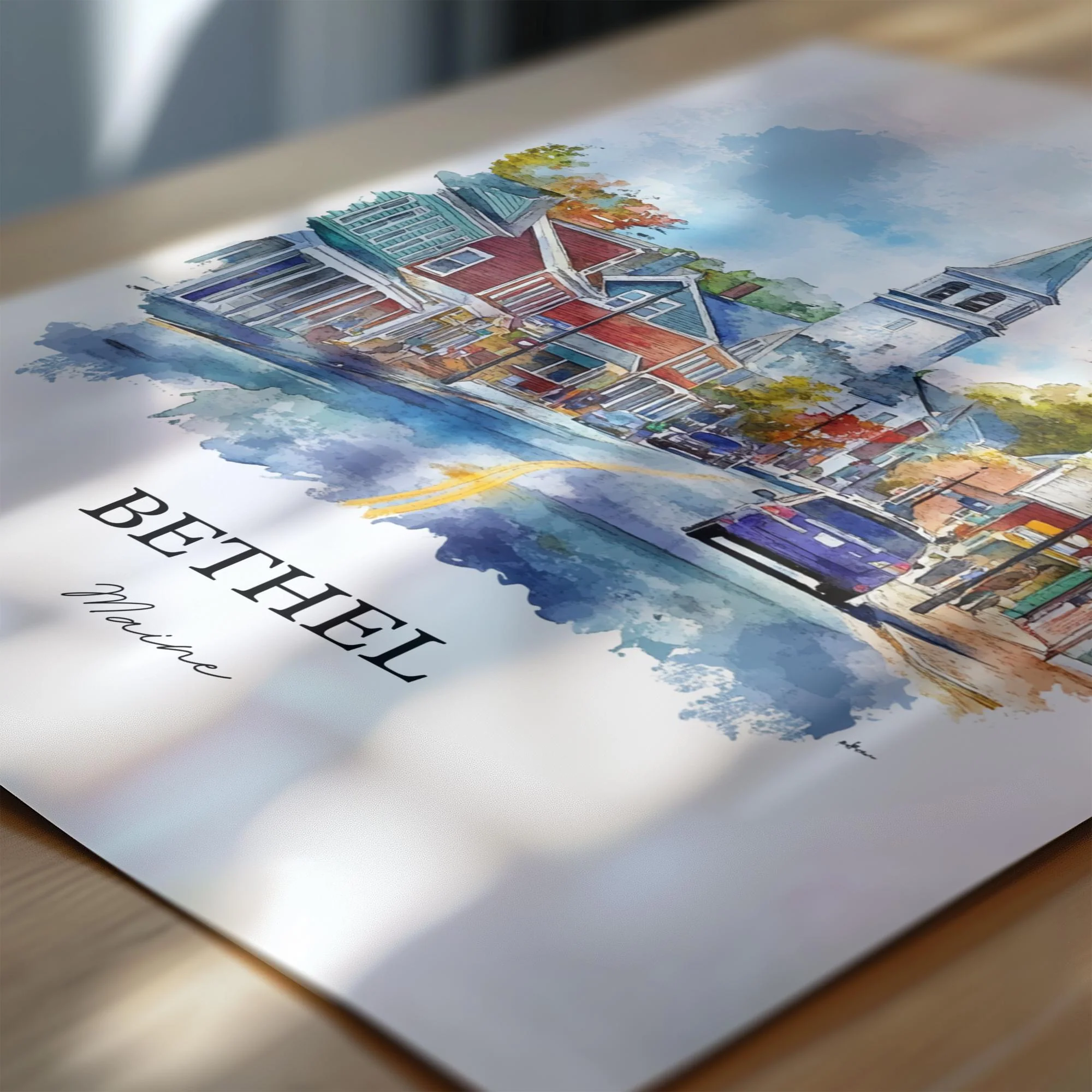 Bethel, Maine, Maine – Watercolor Art Print - Image 2