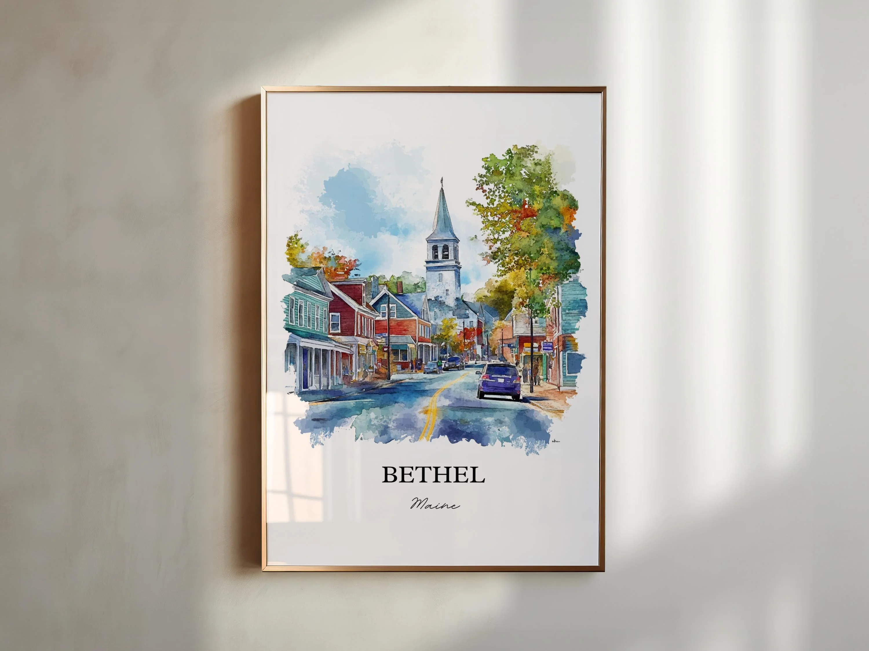 Bethel, Maine, Maine – Watercolor Art Print - Image 4