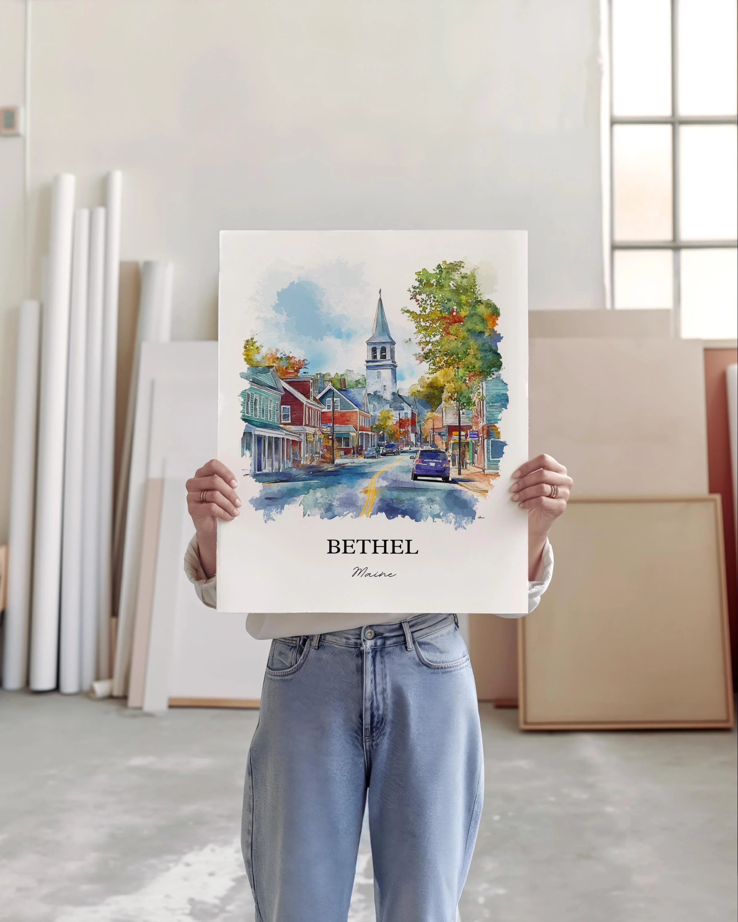Bethel, Maine, Maine – Watercolor Art Print - Image 5