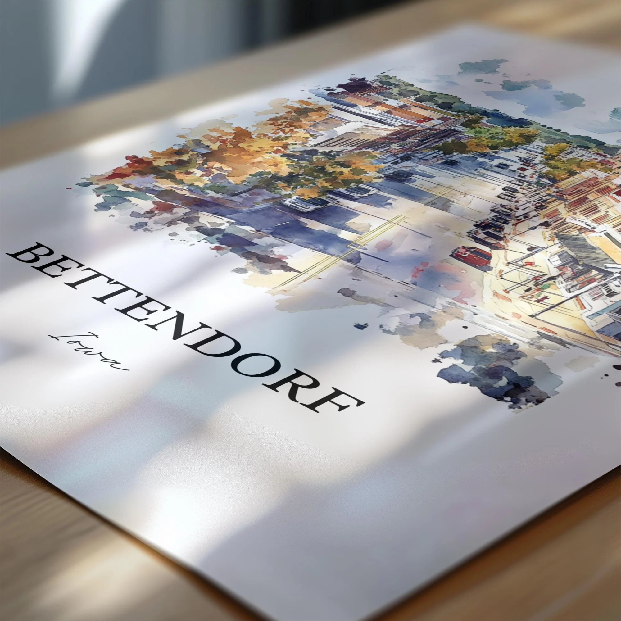Bettendorf, Iowa, Watercolor Art Print - Image 2