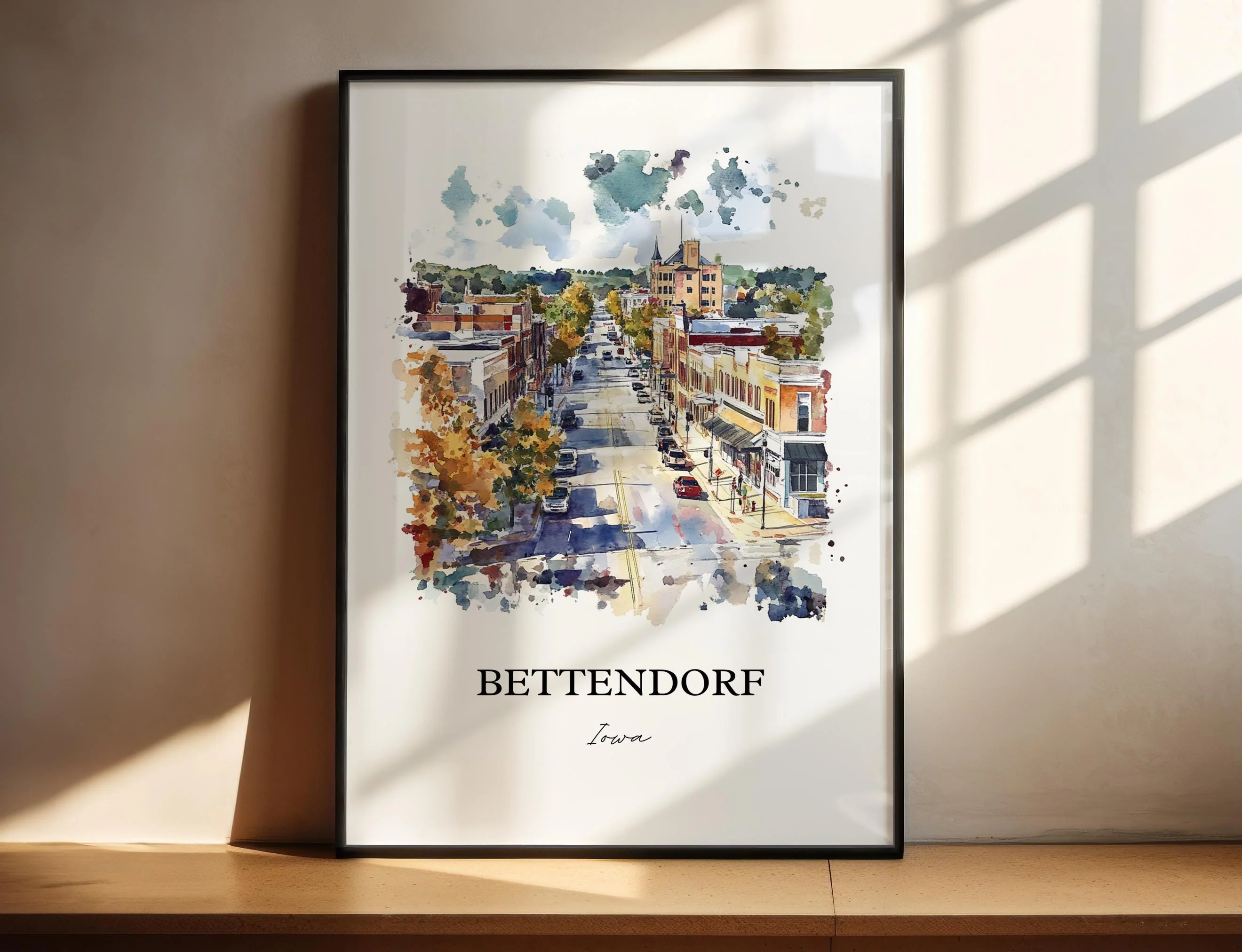 Bettendorf, Iowa, Watercolor Art Print - Image 3