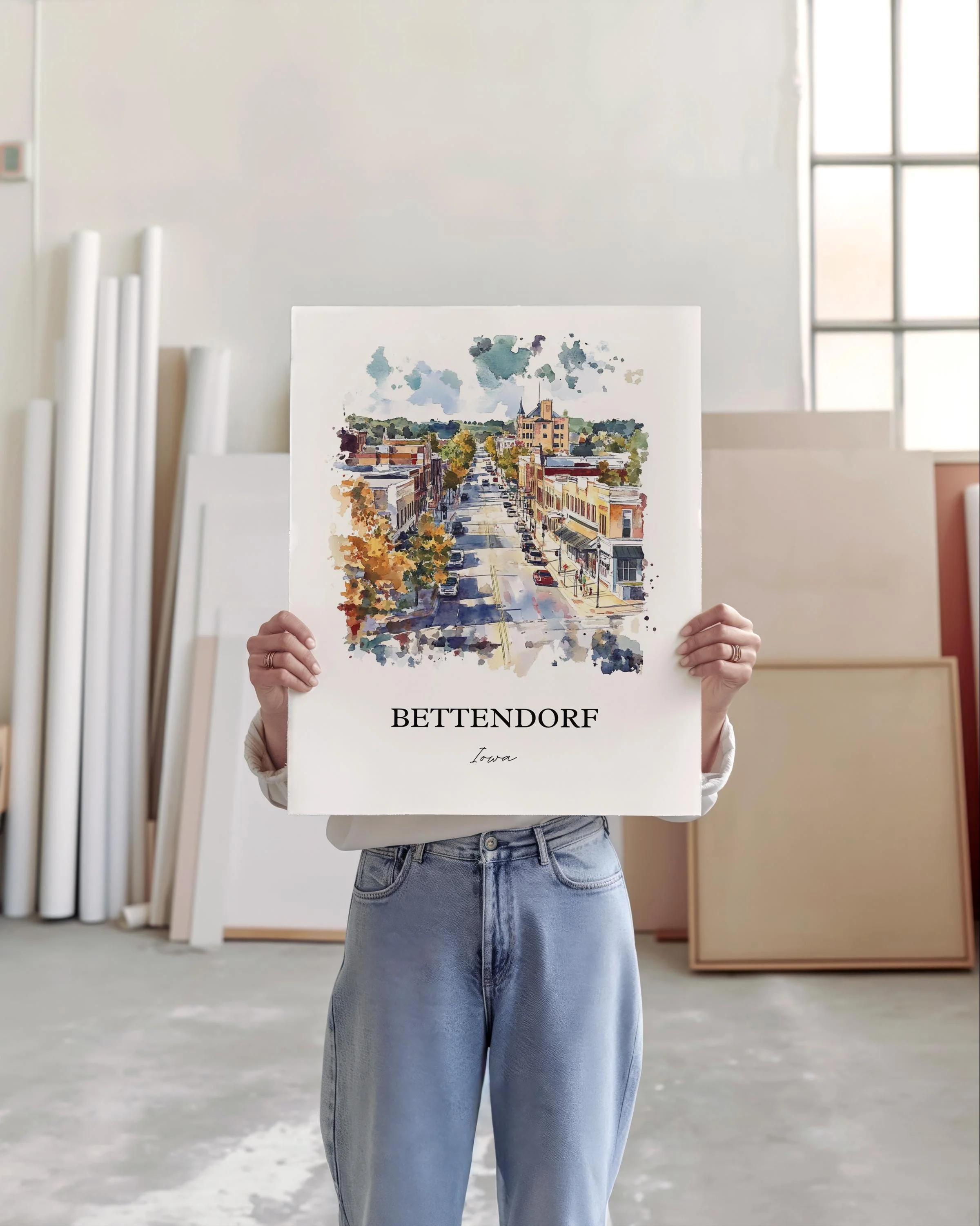 Bettendorf, Iowa, Watercolor Art Print - Image 6