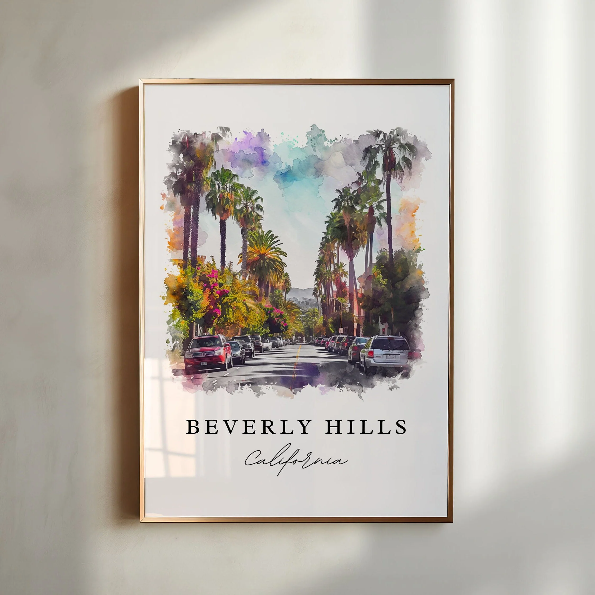 Beverly Hills, California – Watercolor Art Print
