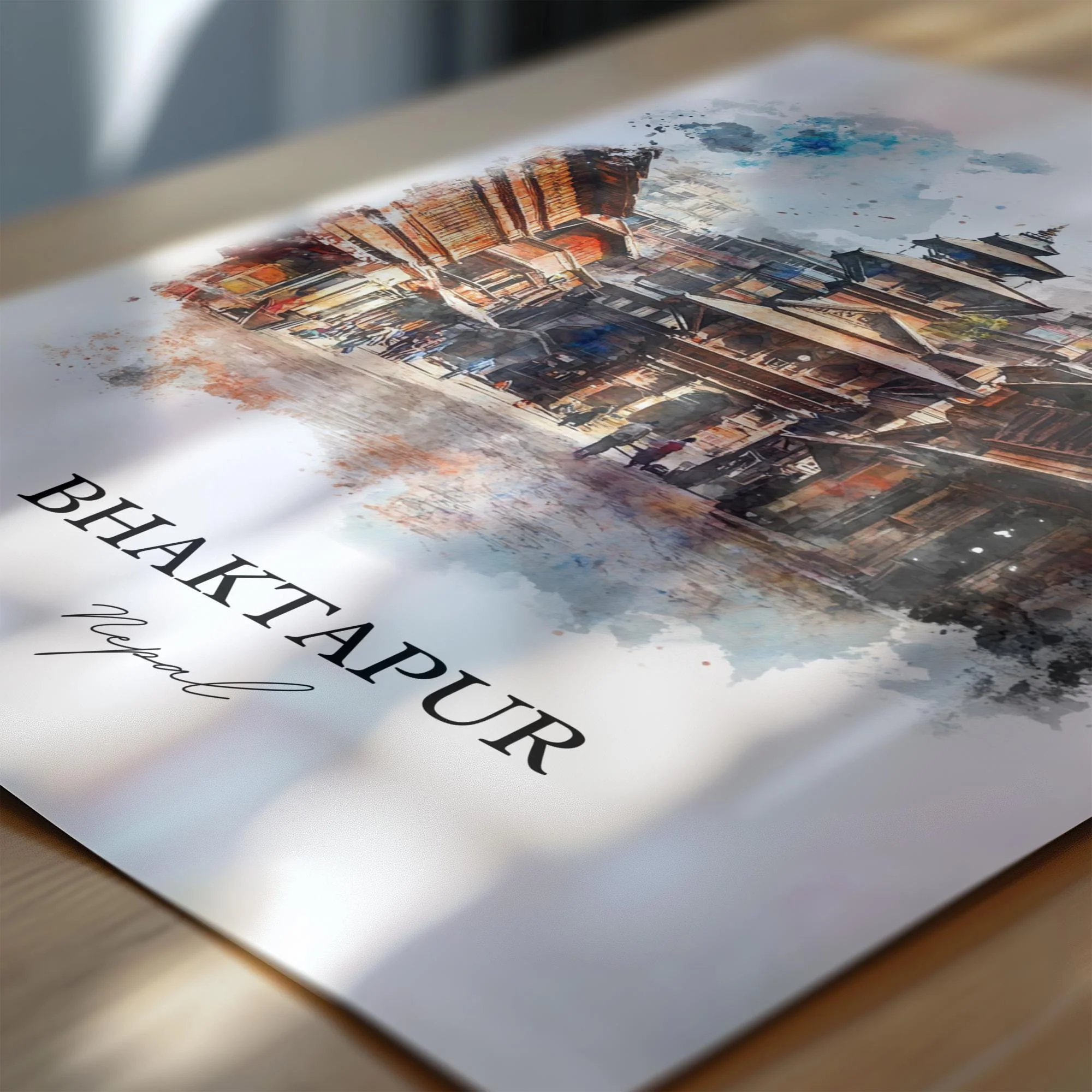 Bhaktapur, Nepal – Watercolor Art Print - Image 2